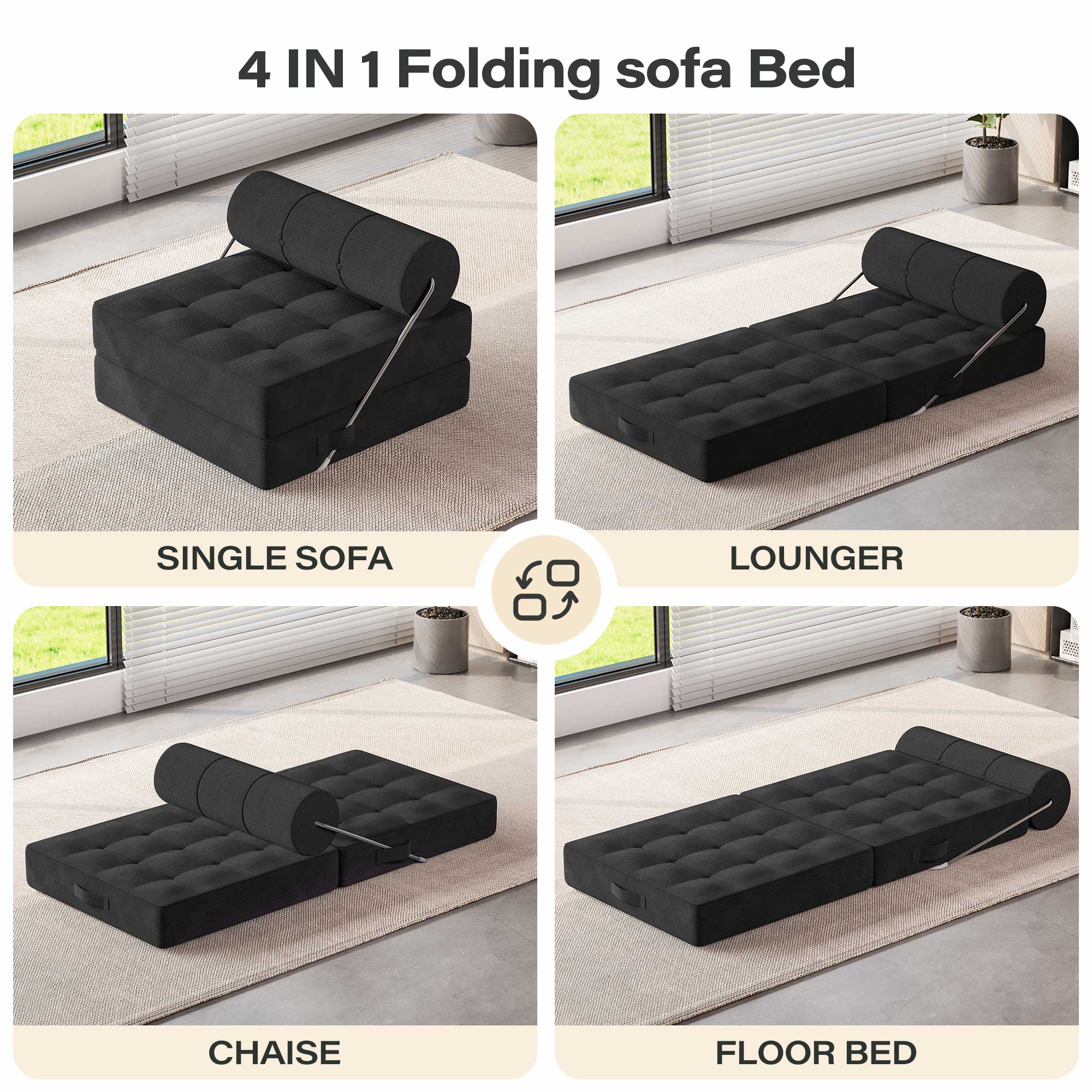 LAUSAINT HOME 4 in 1 Folding Sofa Bed