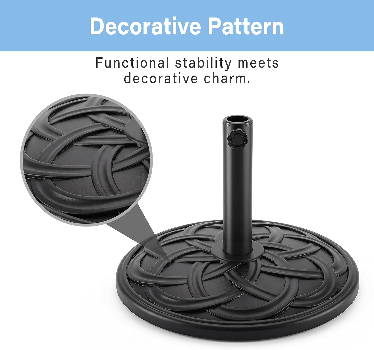 LAUSAINT HOME Round Resin Umbrella Base Stand Market Parasol Holder