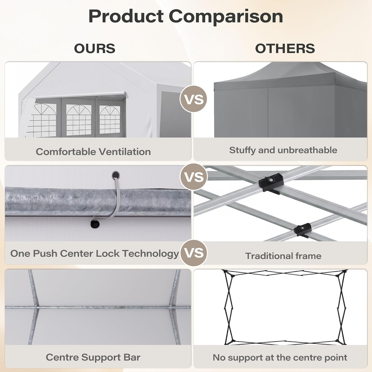 LAUSAINT HOME Party Tent Canopy, Waterproof Heavy-Duty Event Shelter with Removable Sidewalls