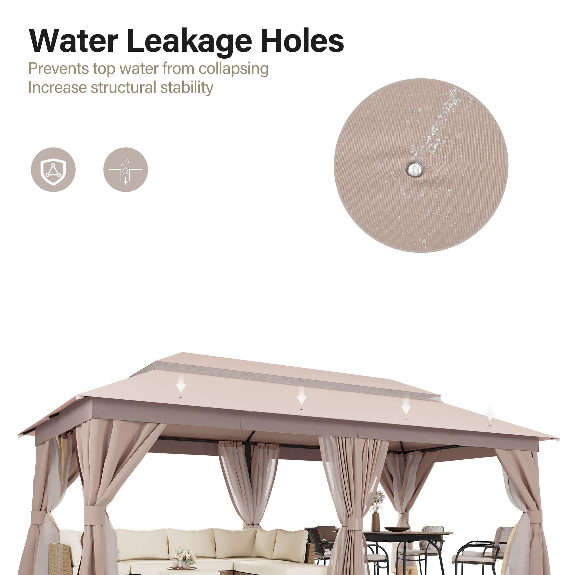 LAUSAINT HOME Semi-Permanent Outdoor Patio Gazebo 10&