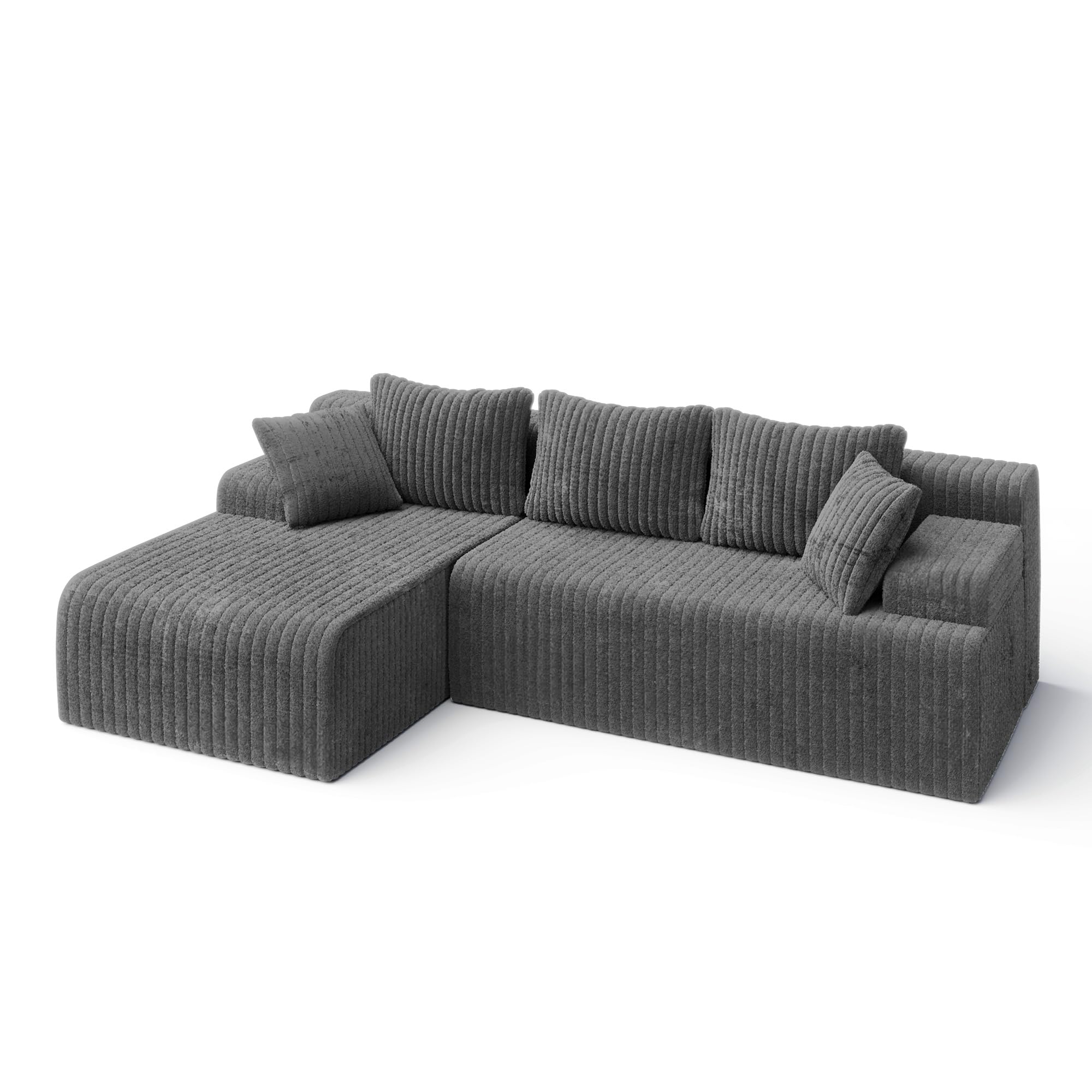 LAUSAINT HOME 96" Modular Sectional Sofa Couches, L-Shaped Boneless Cloud Sofa with 3 Deep Seat