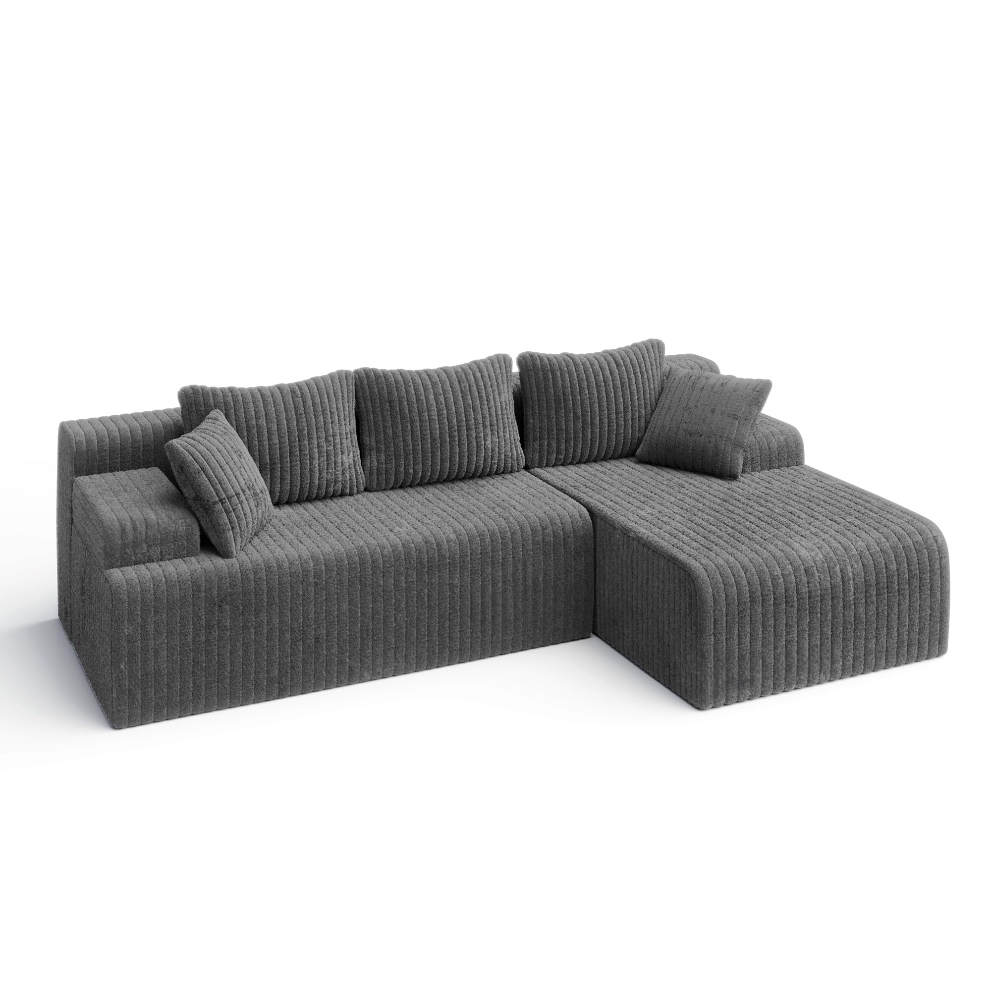 LAUSAINT HOME 96" Modular Sectional Sofa Couches, L-Shaped Boneless Cloud Sofa with 3 Deep Seat