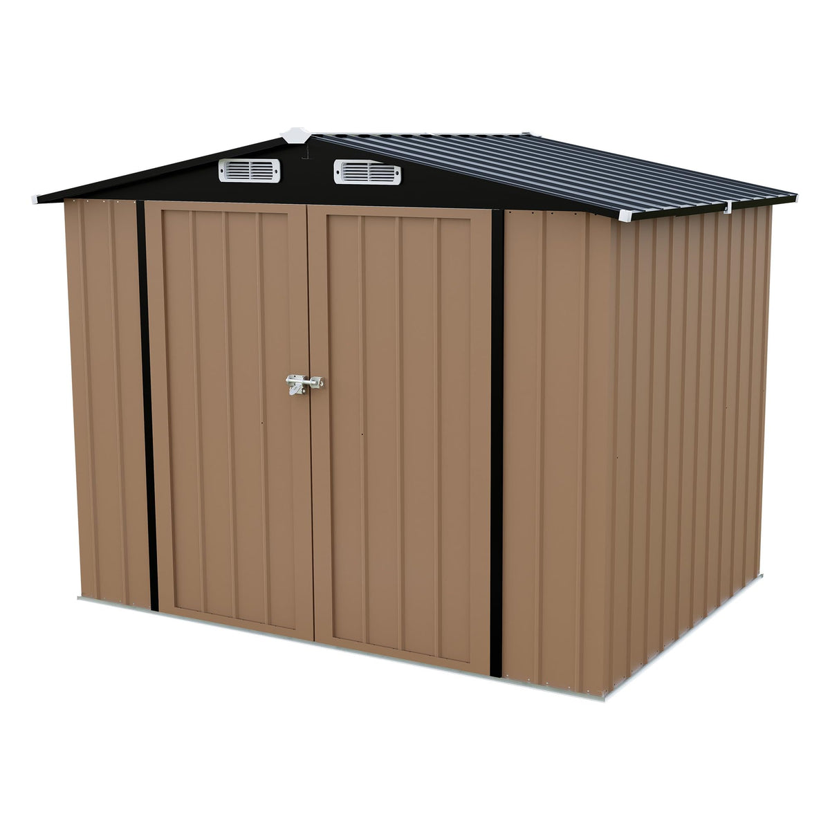 LAUSAINT HOME 10 x 3 FT 2-in-1 Metal Outdoor Storage Shed with Hardtop Gazebo, Lockable Galvanized Steel Lean-to Tool Shed with Sloped Roof, Black