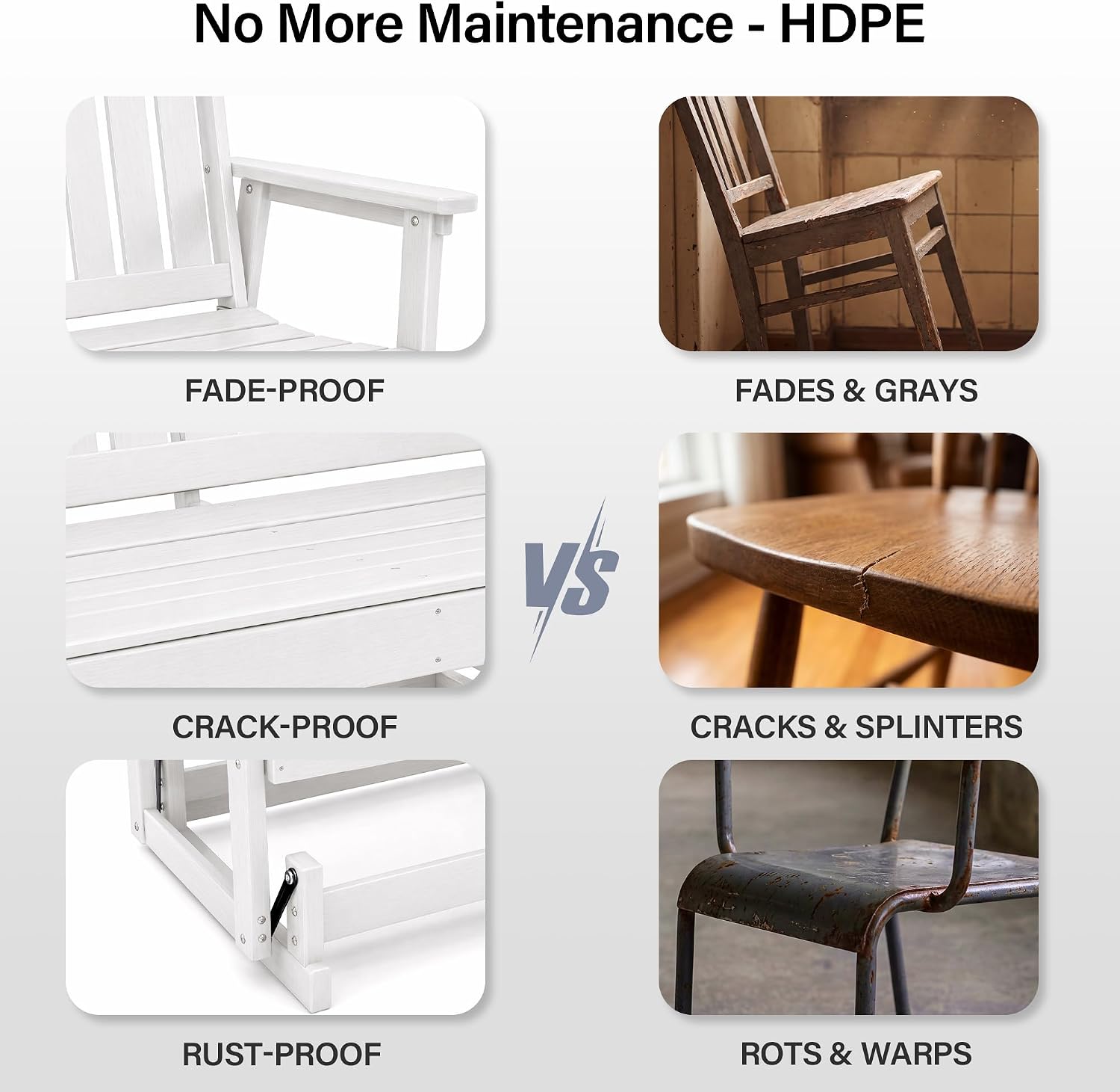 LAUSAINT HOME 2-Person HDPE Outdoor Glider Bench