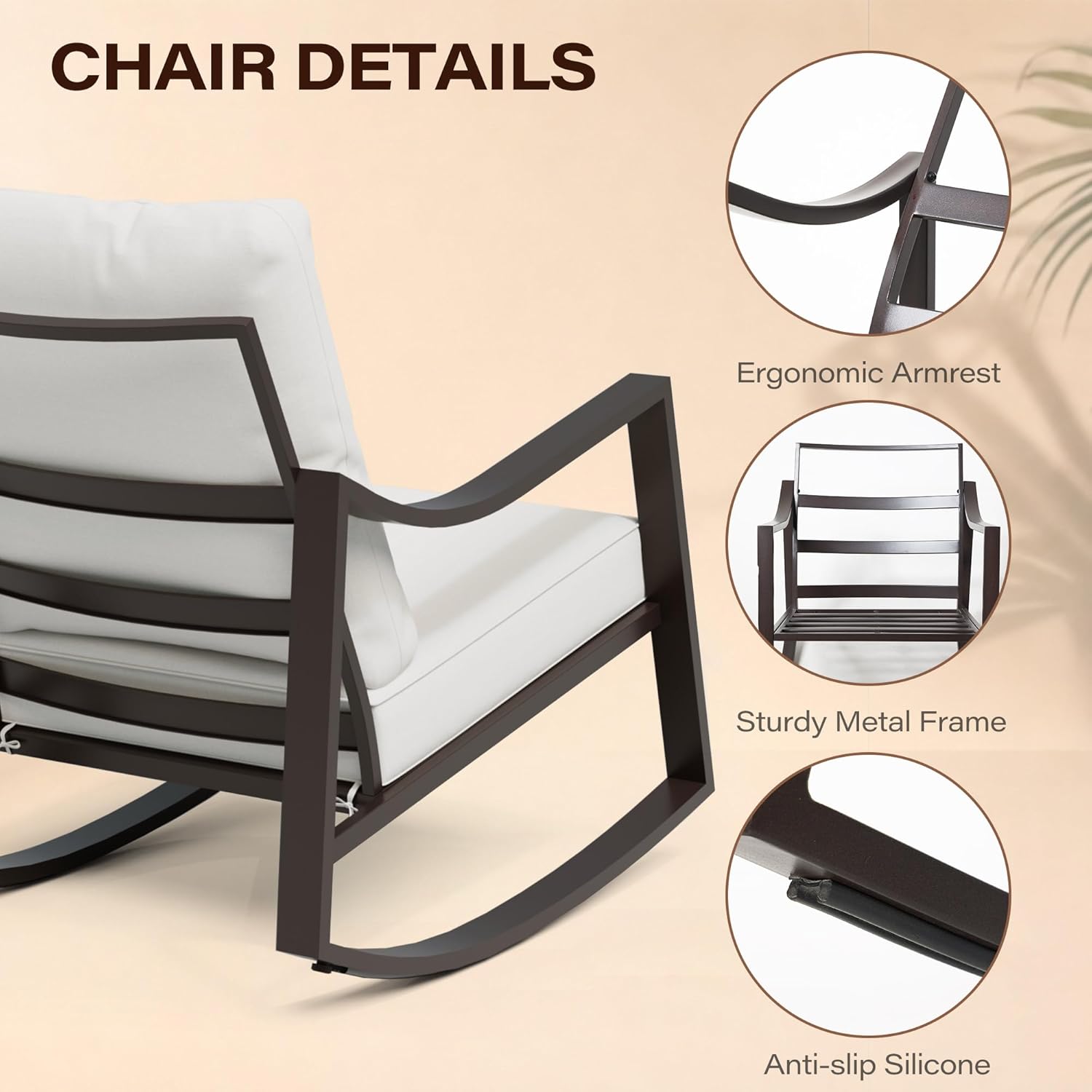 LAUSAINT HOME Outdoor Rocking Bistro Set, 3 Piece Patio Conversation Set