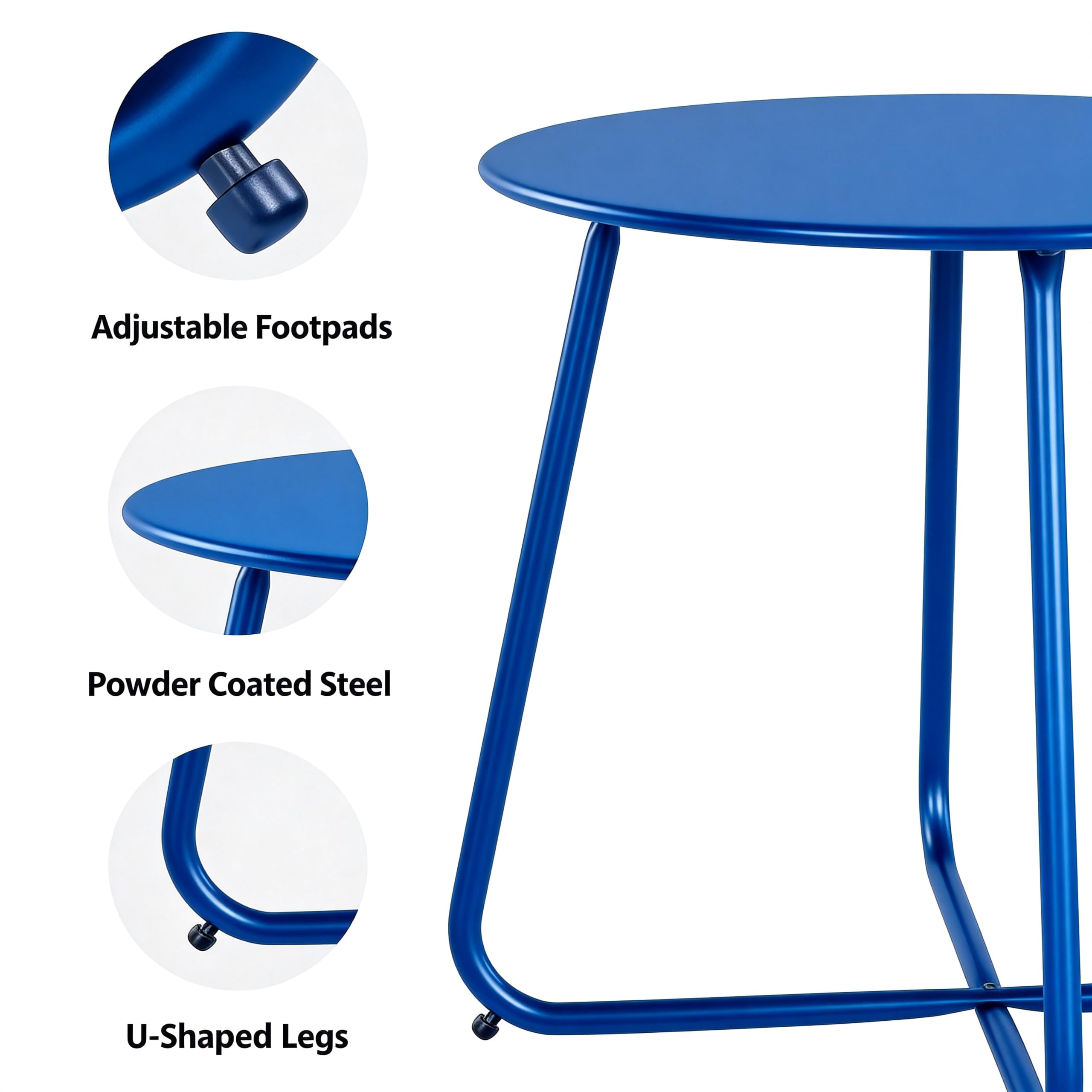 LAUSAINT HOME 18" Outdoor Side Table, Small Round Patio Table with Adjustable Footpads