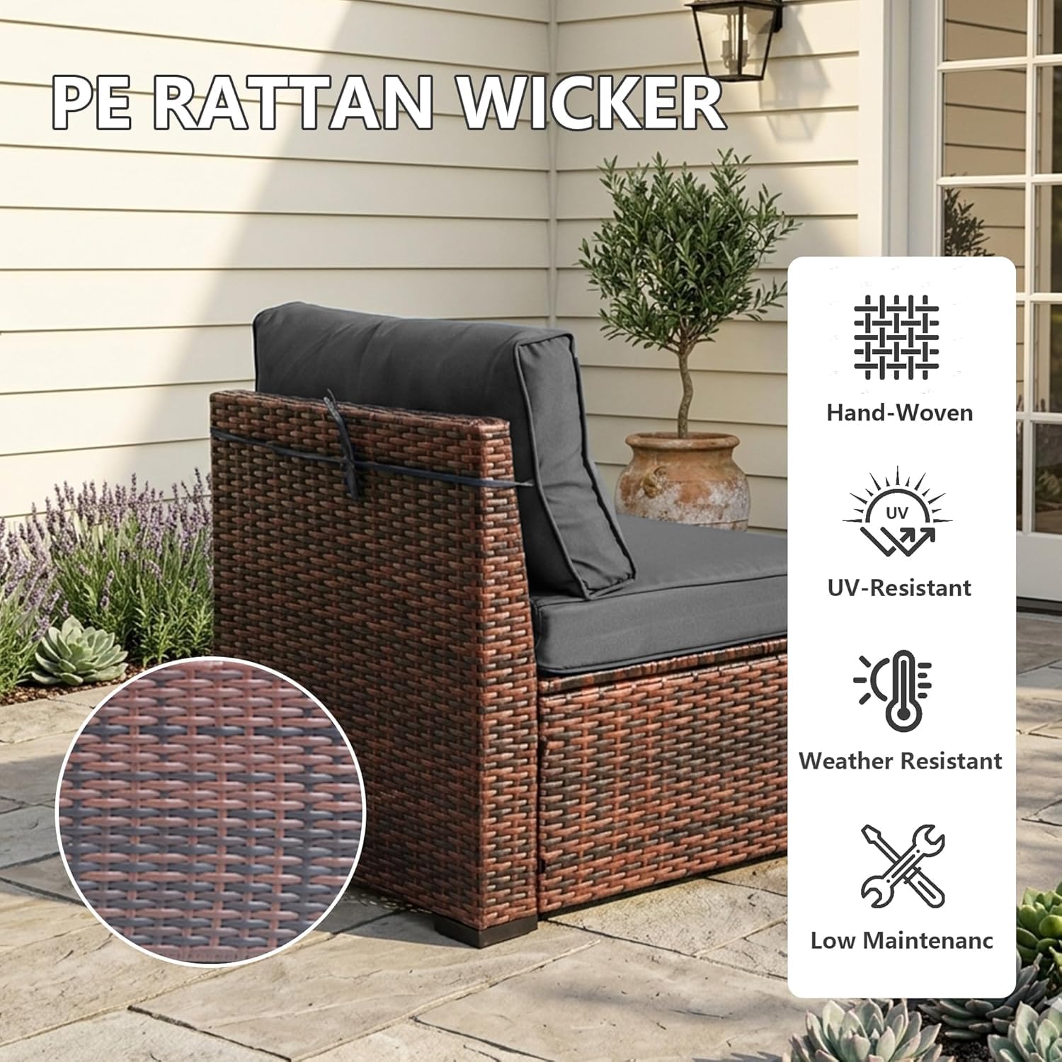 LAUSAINT HOME Outdoor Patio Furniture, Outdoor Sectional Sofa Patio Furniture Sets