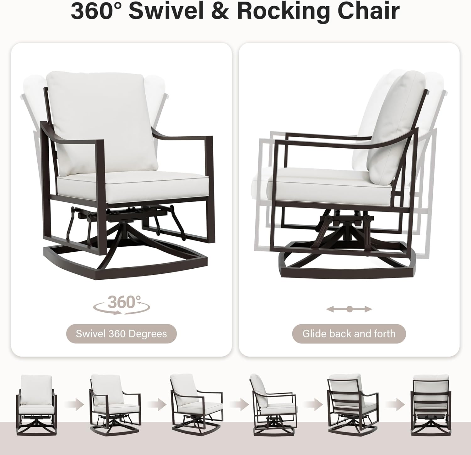 LAUSAINT HOME Outdoor Rocking Bistro Set, 3 Piece Swivel Glider Patio Conversation Set
