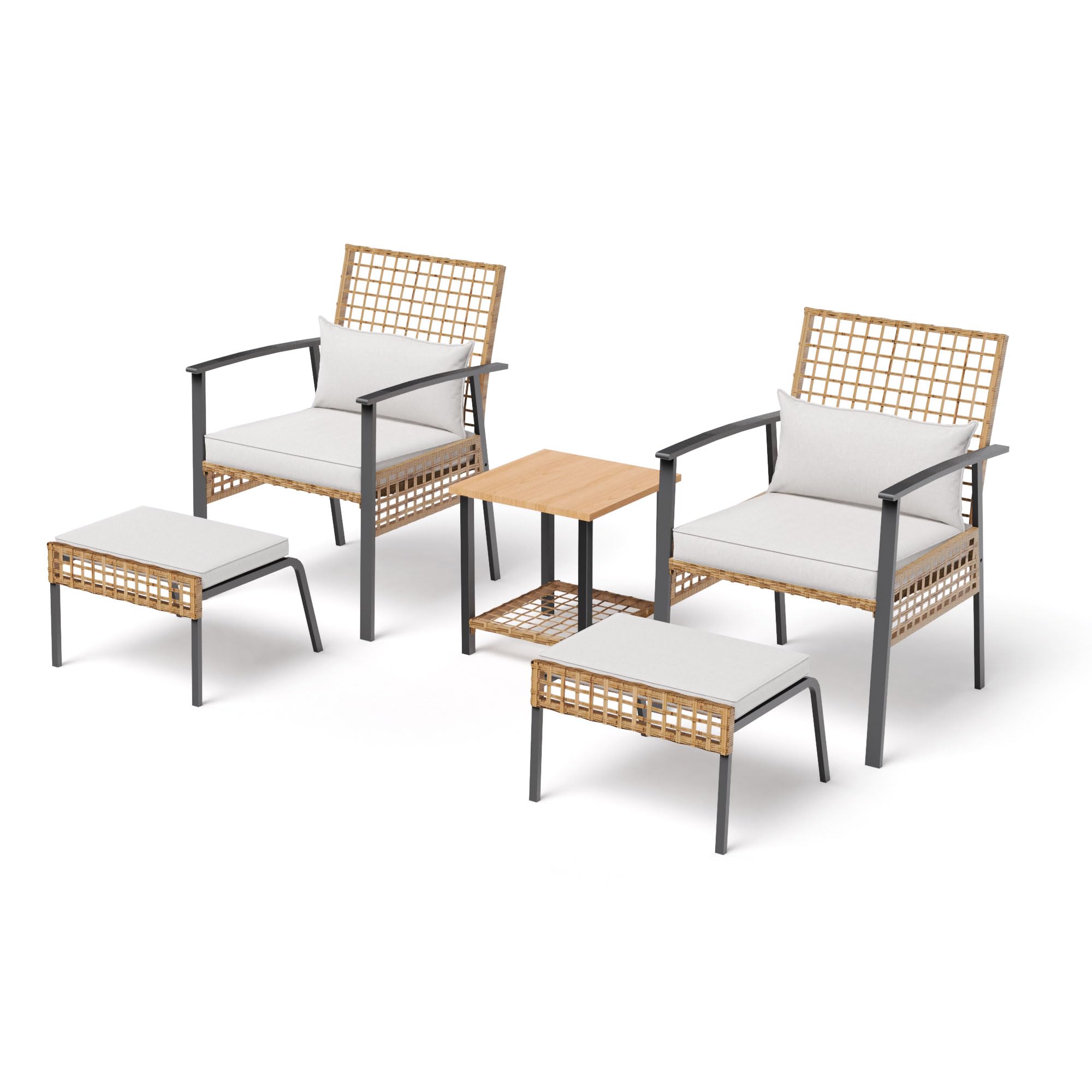 LAUSAINT HOME 3 Pieces Rocking Patio Bistro Set, Wicker Outdoor Conversation Set