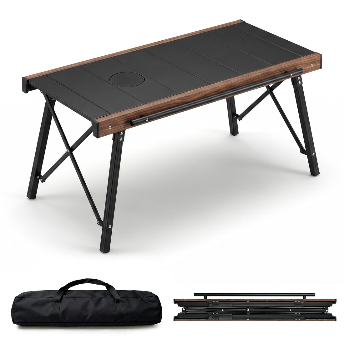 Modular IGT Camping Table, Height Adjustable Outdoor Portable Table with Folding Design, Folding Camp Table with Expandable Cooking Area for Picnic, BBQ and Patio
