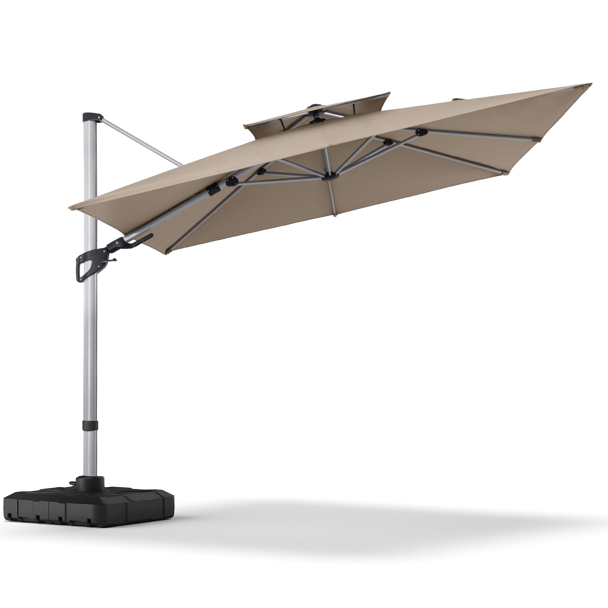 double square patio umbrella LAUSAINT HOME 10FT Double Top Square Cantilever Umbrella Waterproof Heavy Duty Offset Patio Umbrella with Base for Patio