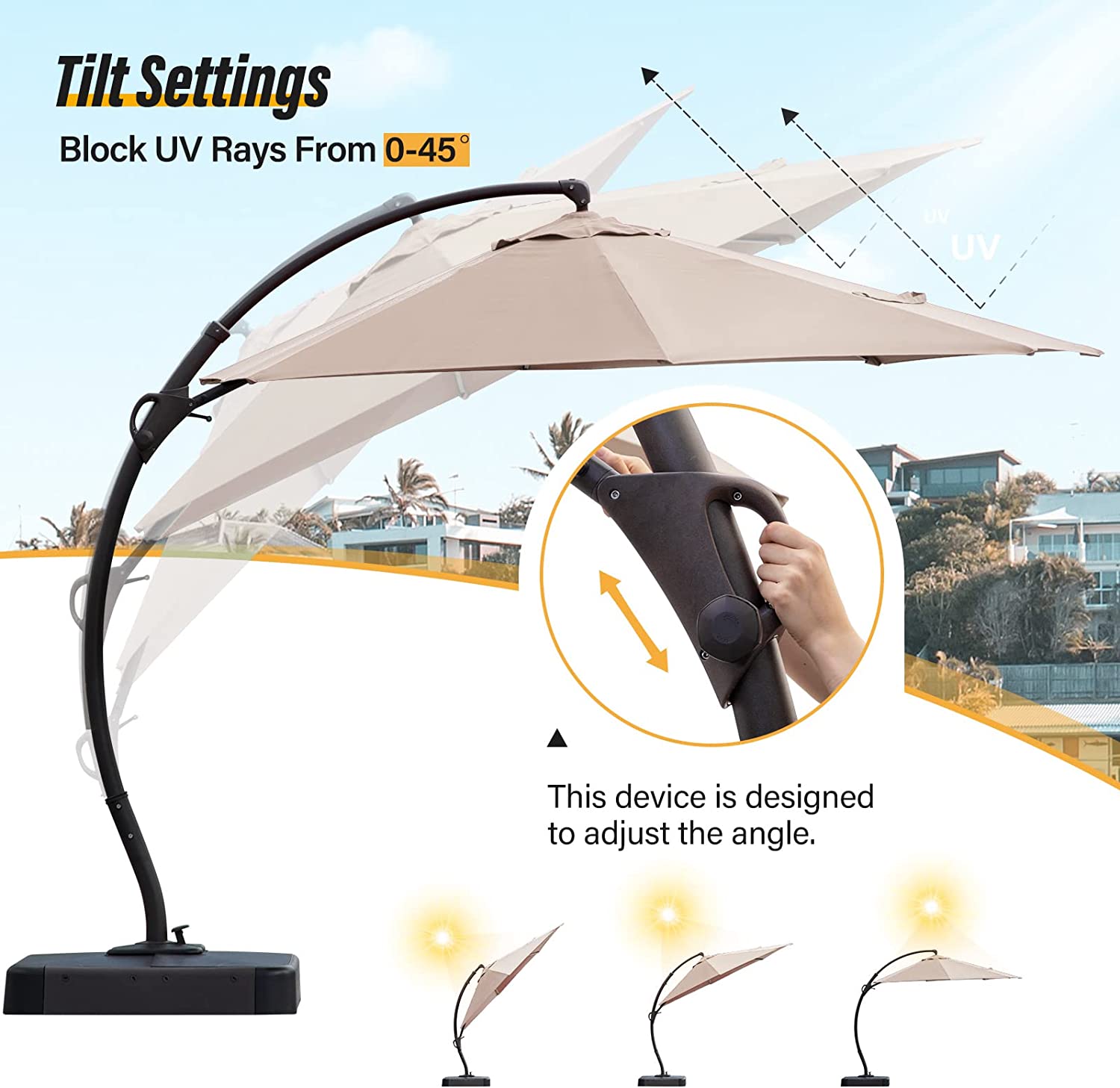 LAUSAINT HOME Quick-Setup Cantilever Umbrella