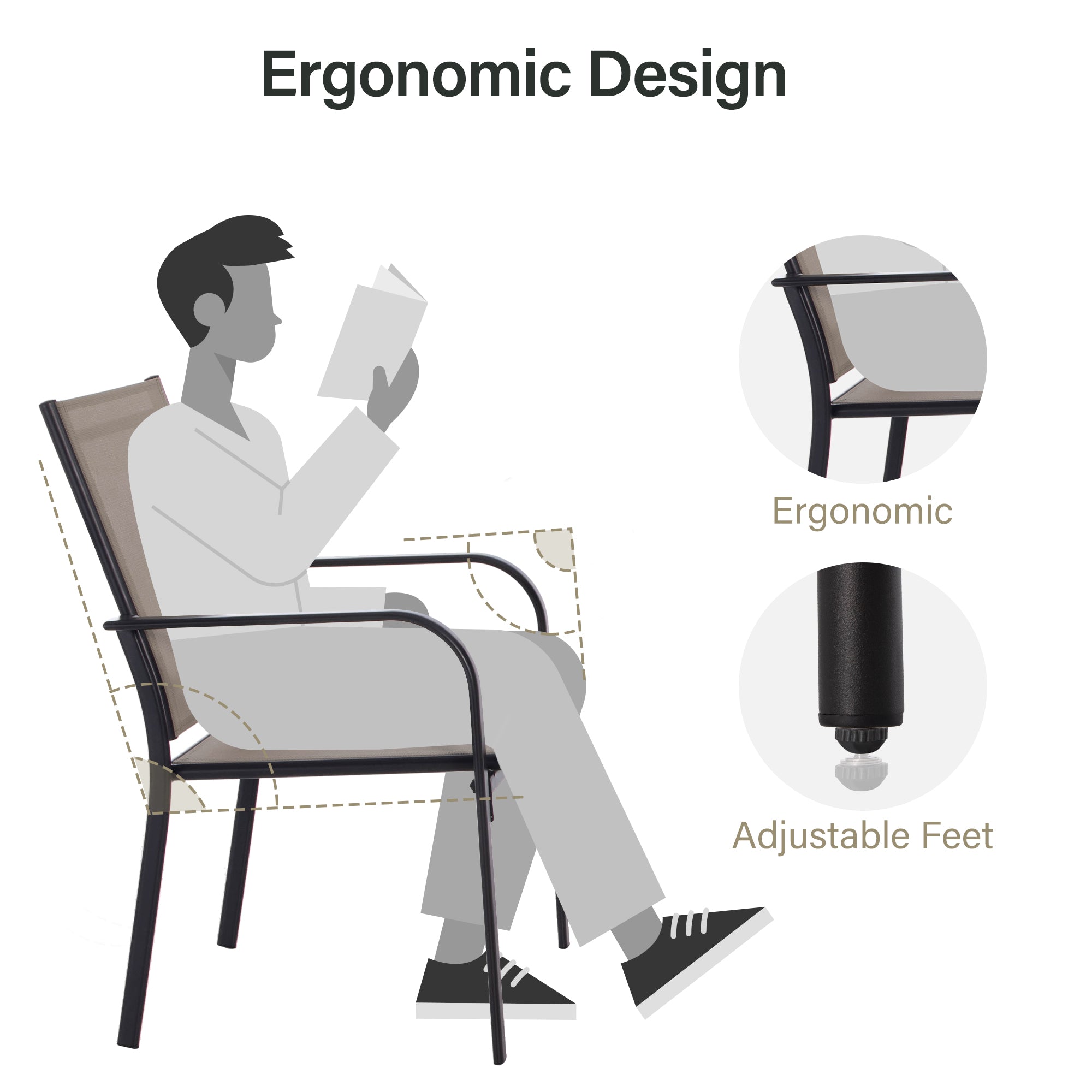LAUSAINT HOME 5 Pieces Patio Dining Set Patio Table and Chairs with Umbrella Hole for Backyard Garden