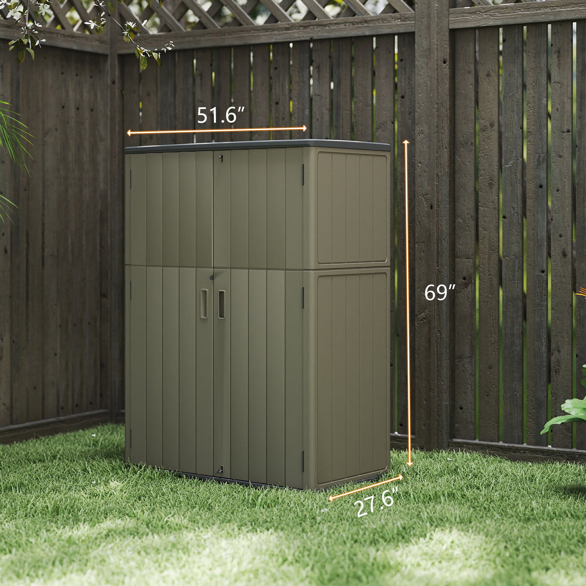 LAUSAINT HOME Vertical Storage Shed, Outdoor Storage Cabinet Resin Waterproof for Garden, Patio, Backyard