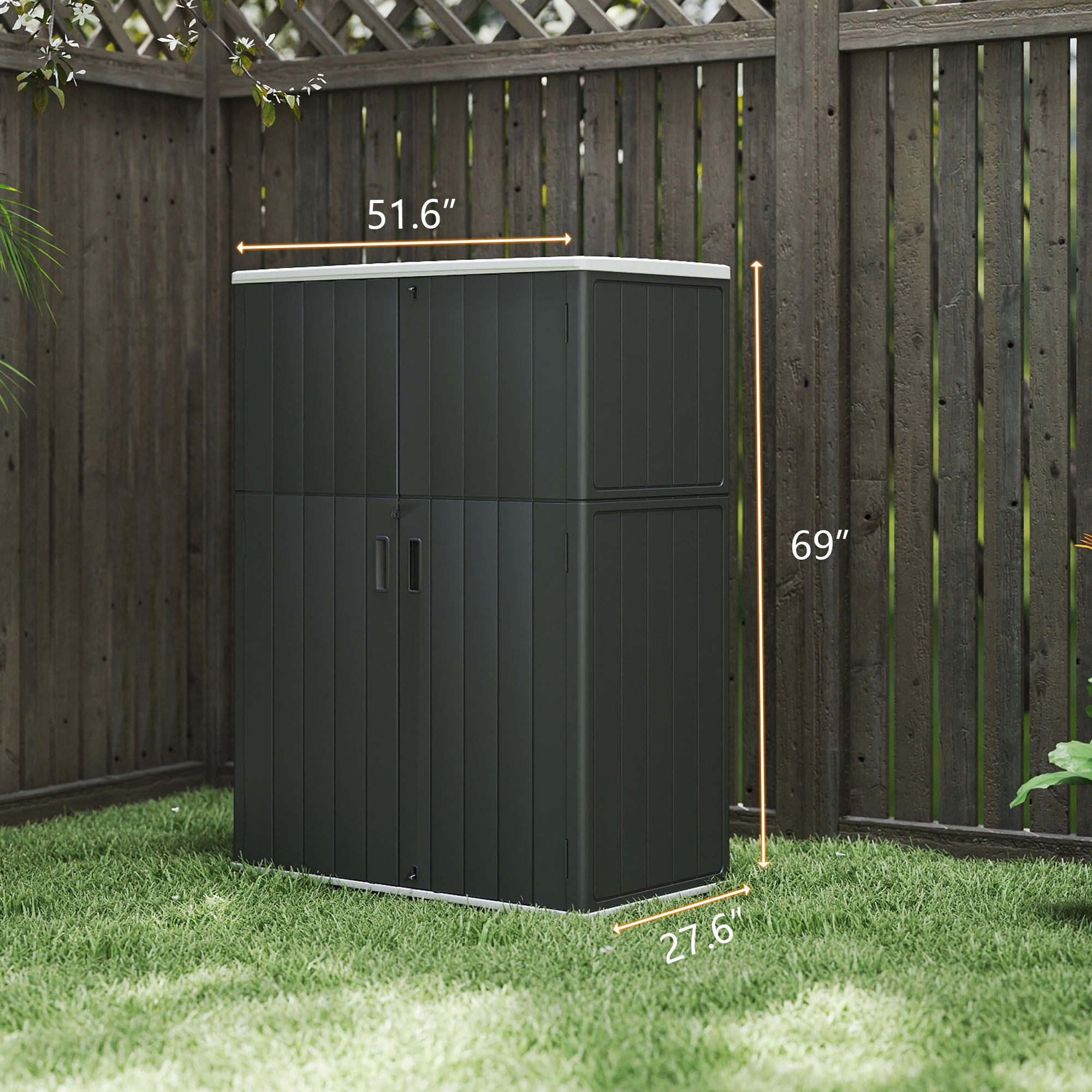 LAUSAINT HOME Vertical Storage Shed, Outdoor Storage Cabinet Resin Waterproof for Garden, Patio, Backyard