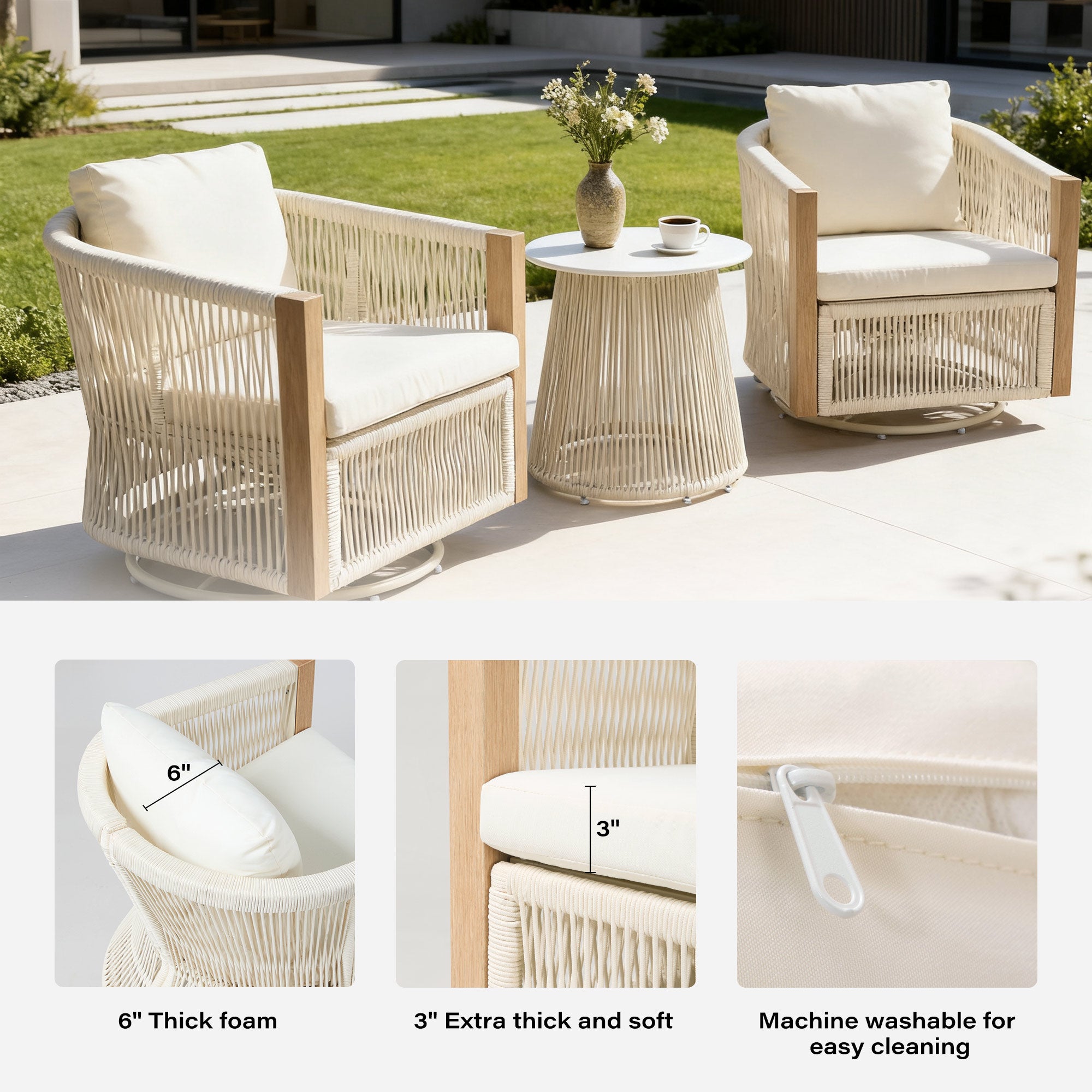 LAUSAINT HOME 3-Piece Outdoor Swivel Rocking Bistro Set