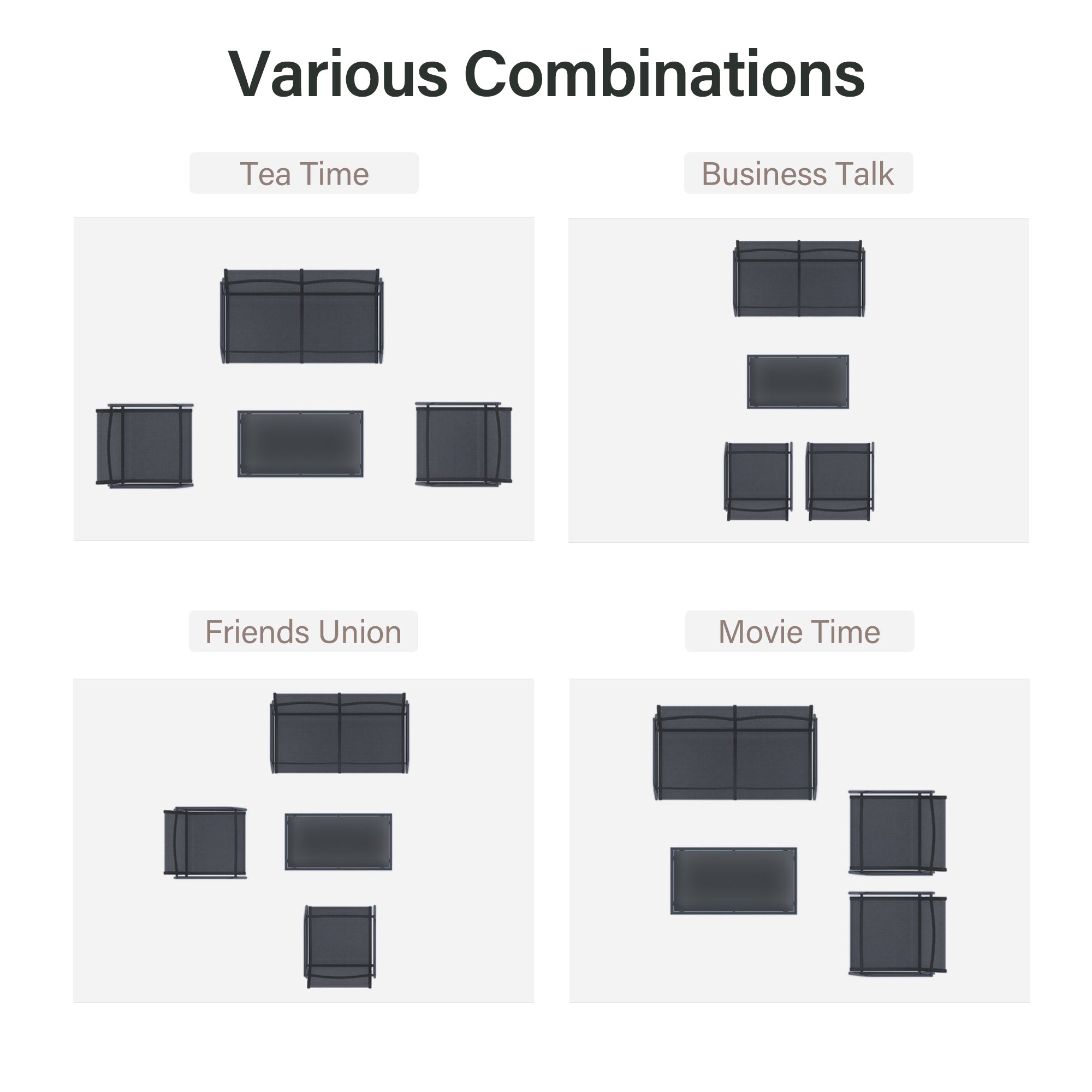 LAUSAINT HOME 4 Pieces Textilene Outdoor Patio Furniture