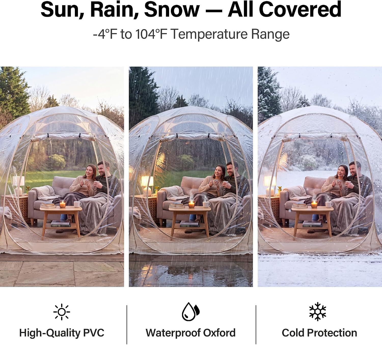 LAUSAINT HOME Pop Up Sports Tent, 10 x 10FT Clear Bubble Tent for 4-6 People