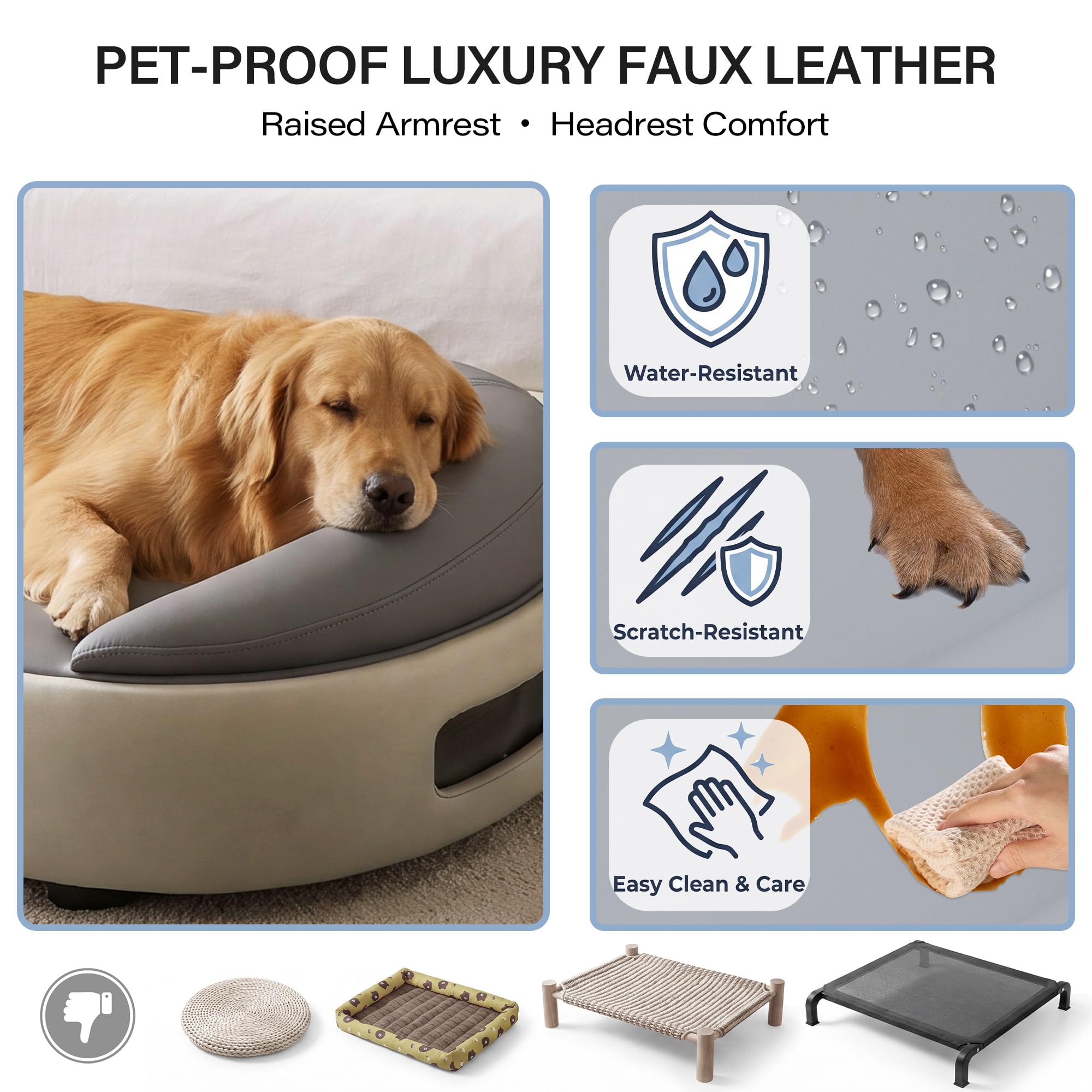 LAUSAINT HOME Heated & Cooling Cat Bed with App Control, Temperature Control Dog Bed with Wear Resistant PU Leather