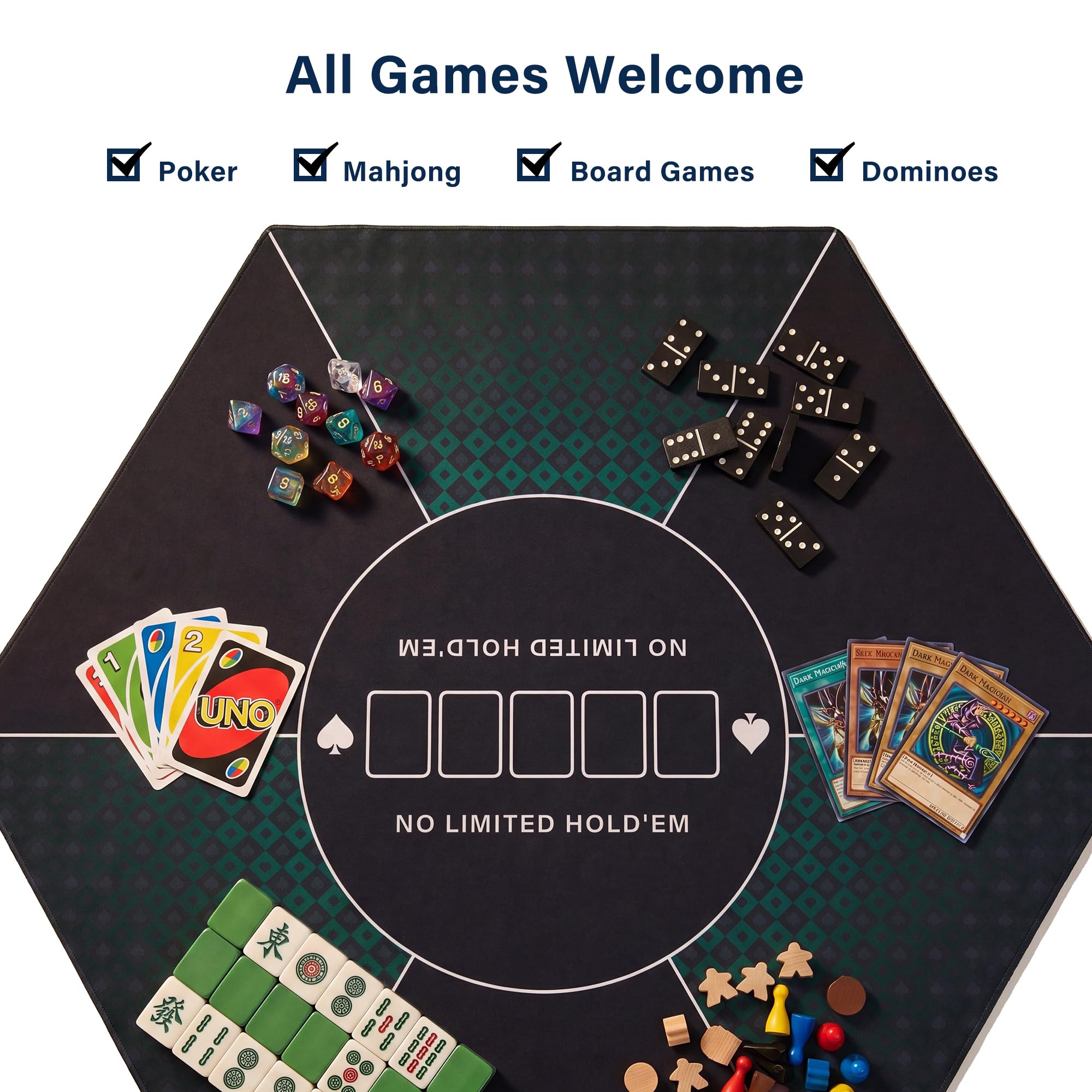 LAUSAINT HOME Poker Table Top Mat, No Crease EVA Poker Mat for Board Game Table Cover Layout
