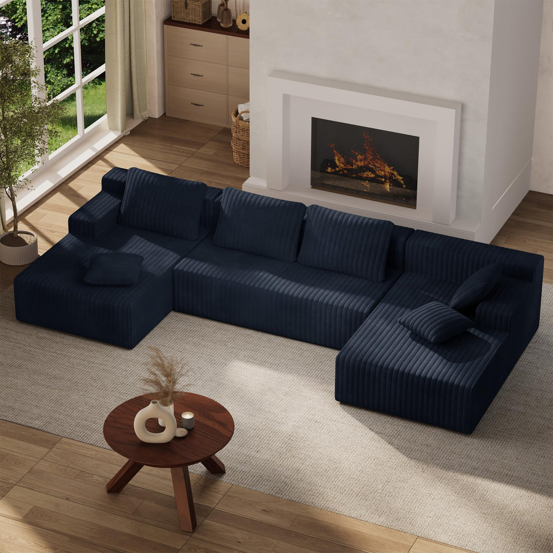 LAUSAINT HOME 96" Modular Sectional Sofa Couches, L-Shaped Boneless Cloud Sofa with 3 Deep Seat