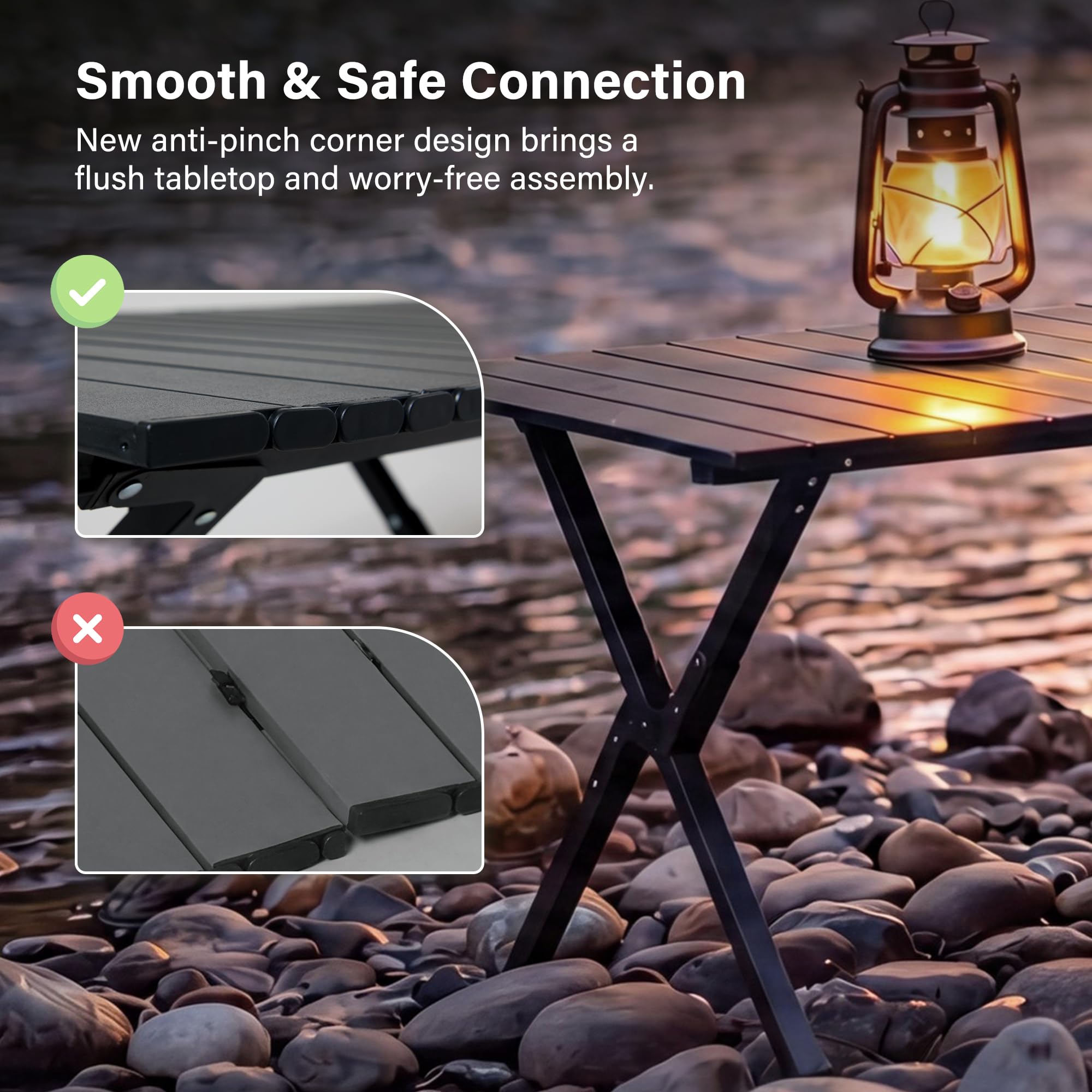 LAUSAINT HOME Camping Table, Foldable Roll Up Lightweight Steel Camp Table