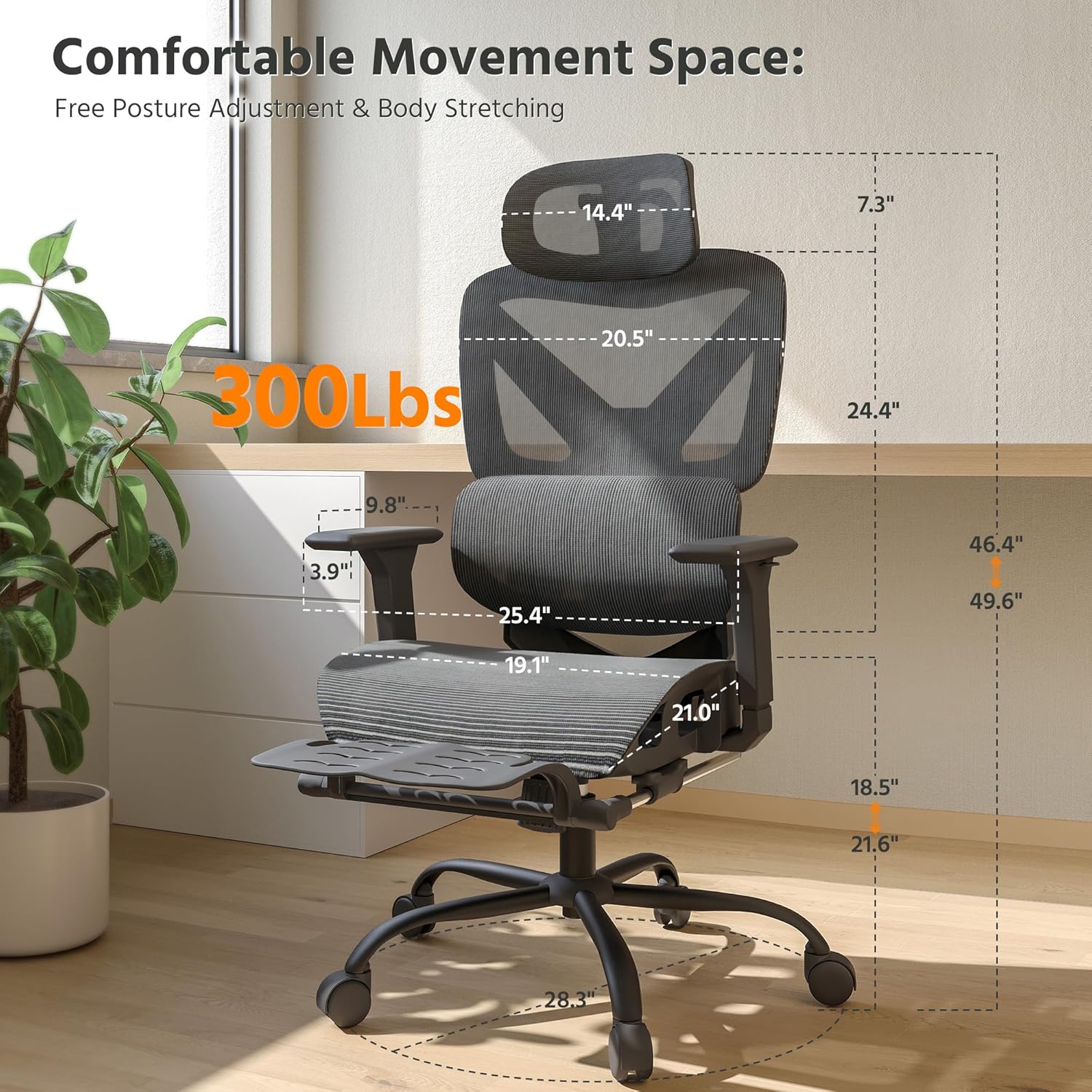 LAUSAINT HOME Ergonomic Office Chair with Footrest