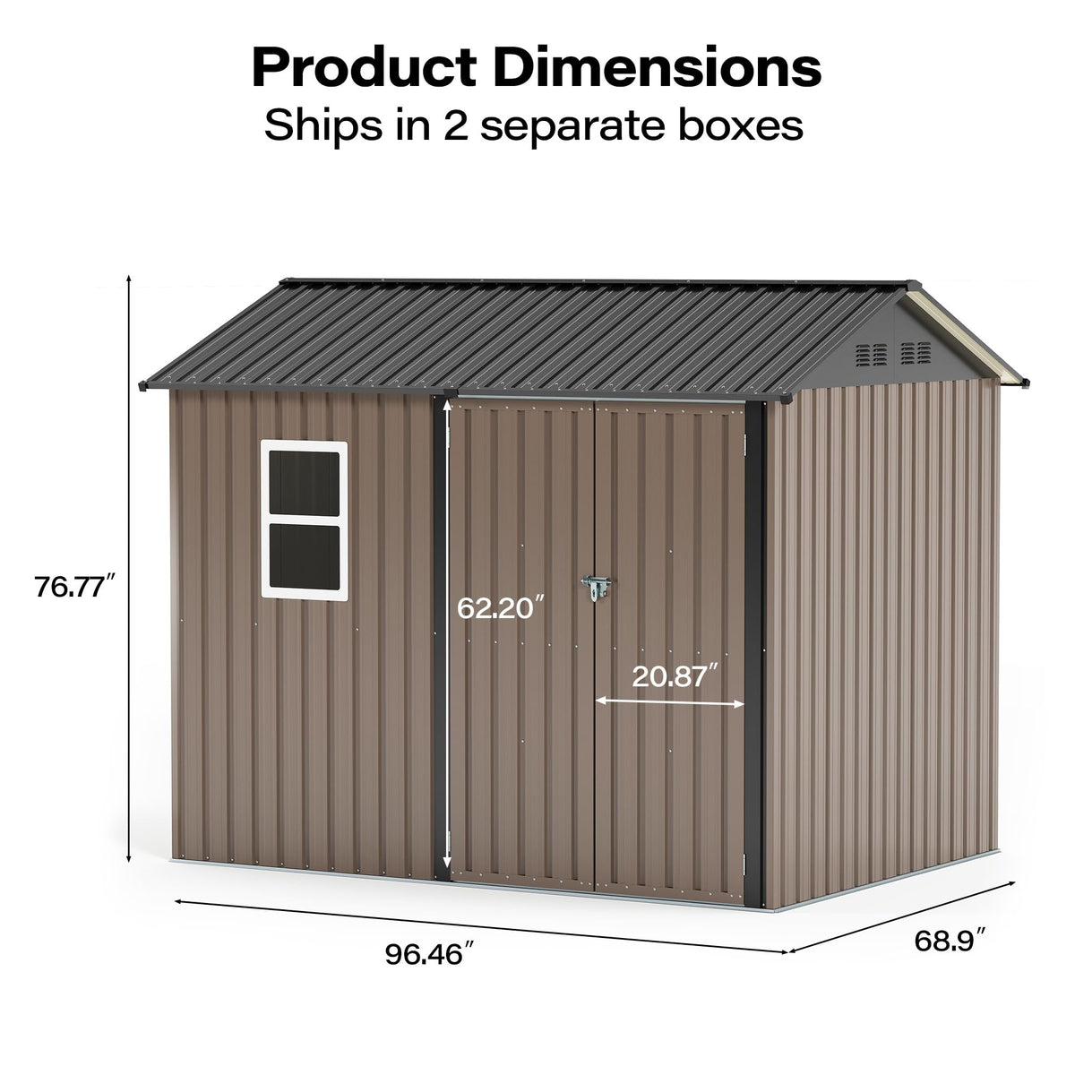 LAUSAINT HOME 10 x 3 FT 2-in-1 Metal Outdoor Storage Shed with Hardtop Gazebo, Lockable Galvanized Steel Lean-to Tool Shed with Sloped Roof, Black