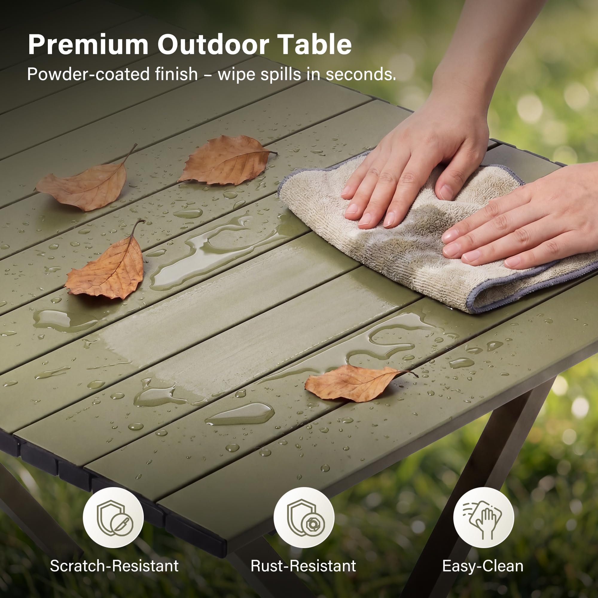 LAUSAINT HOME Camping Table, Foldable Roll Up Lightweight Steel Camp Table