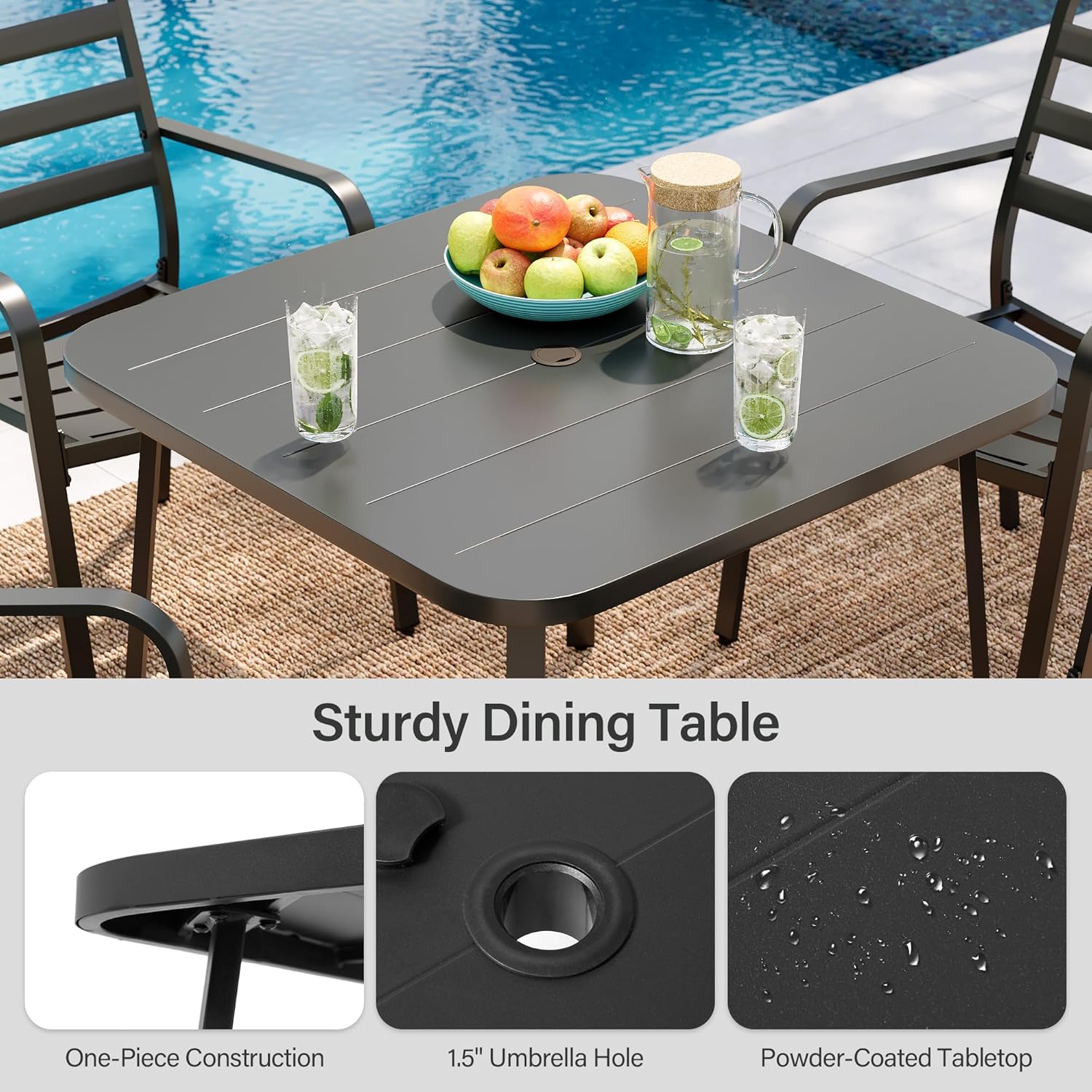 LAUSAINT HOME 5 Pieces Outdoor Dining Sets for 4, 35&