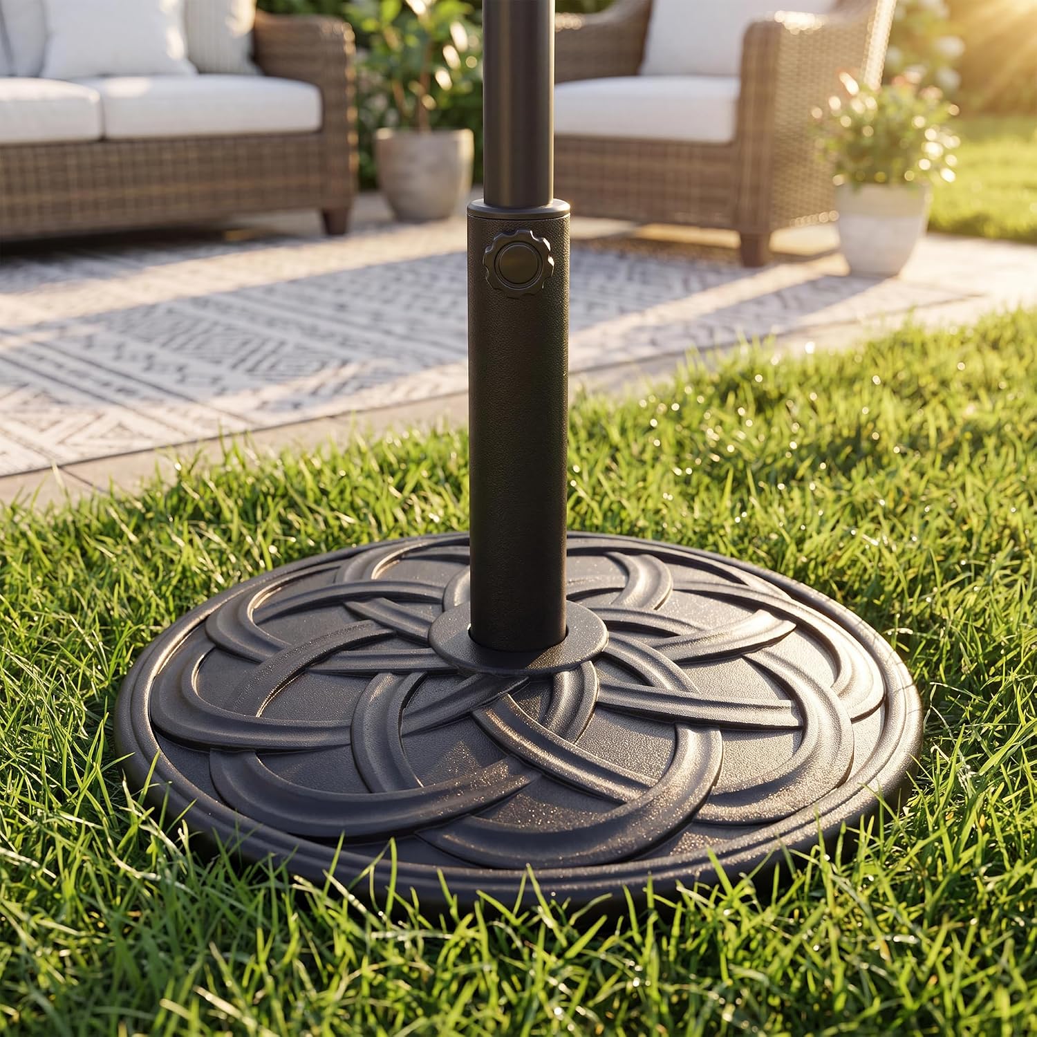 LAUSAINT HOME Round Resin Umbrella Base Stand Market Parasol Holder