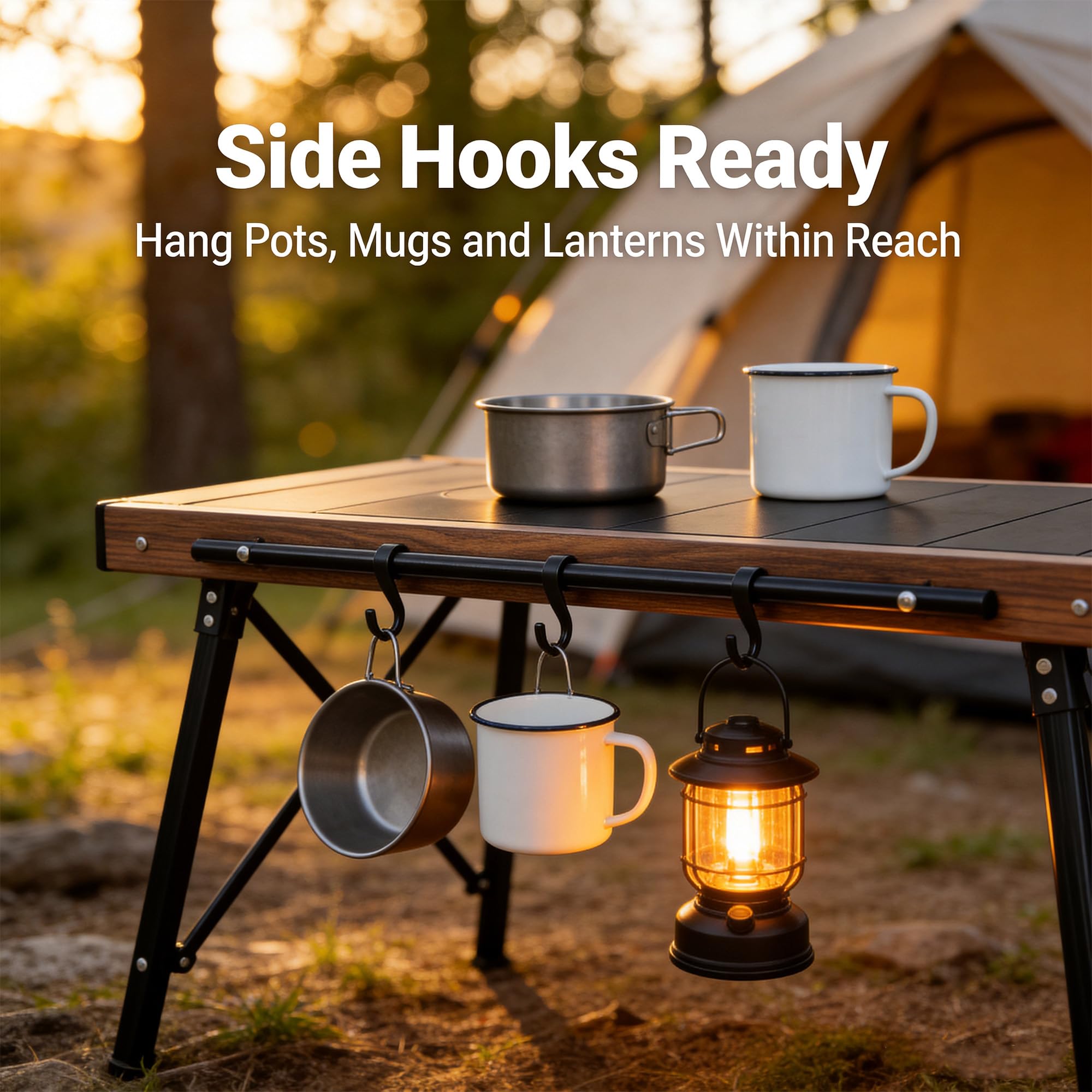 Modular IGT Camping Table, Height Adjustable Outdoor Portable Table with Folding Design, Folding Camp Table with Expandable Cooking Area for Picnic, BBQ and Patio