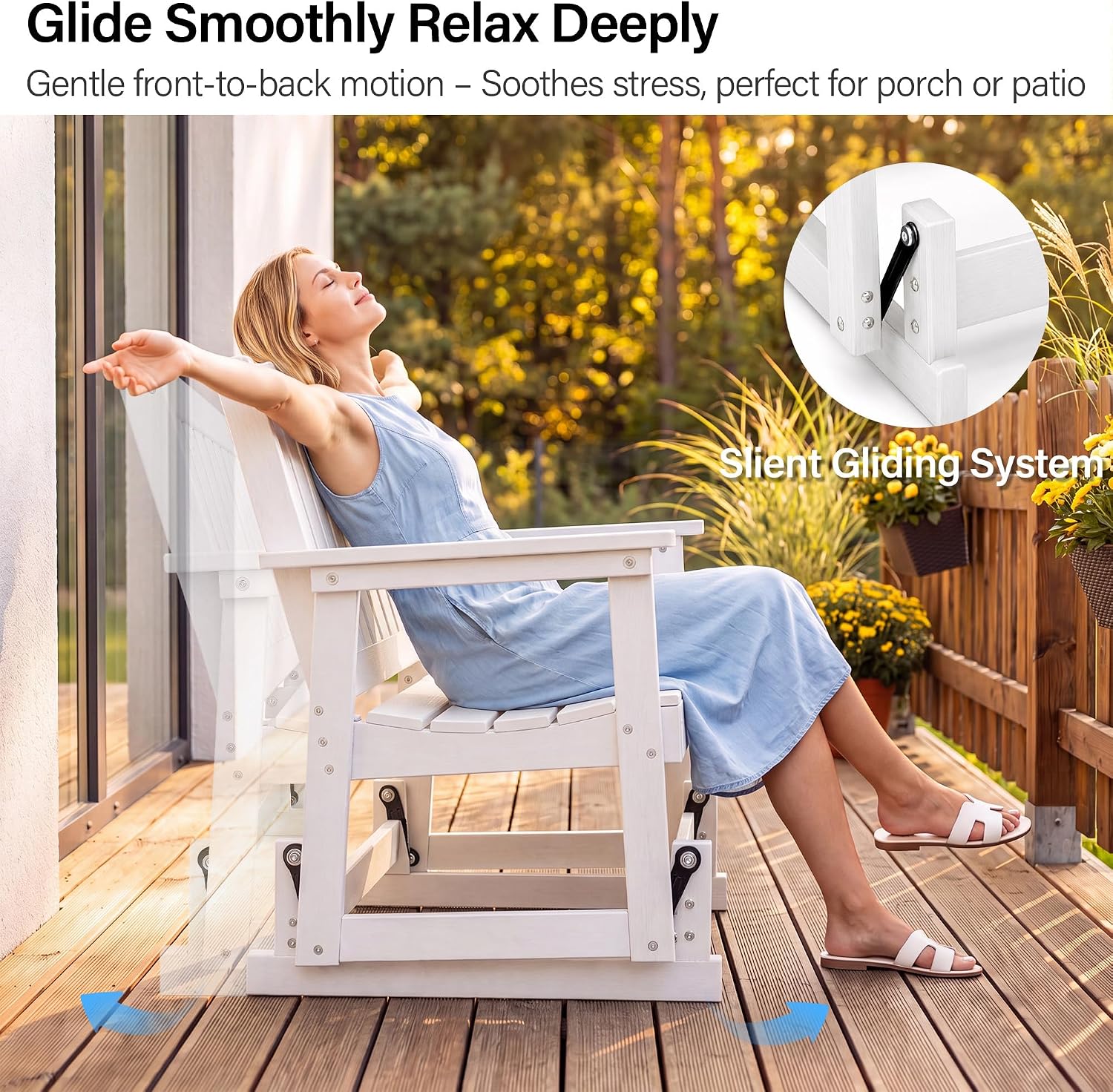 LAUSAINT HOME 2-Person HDPE Outdoor Glider Bench