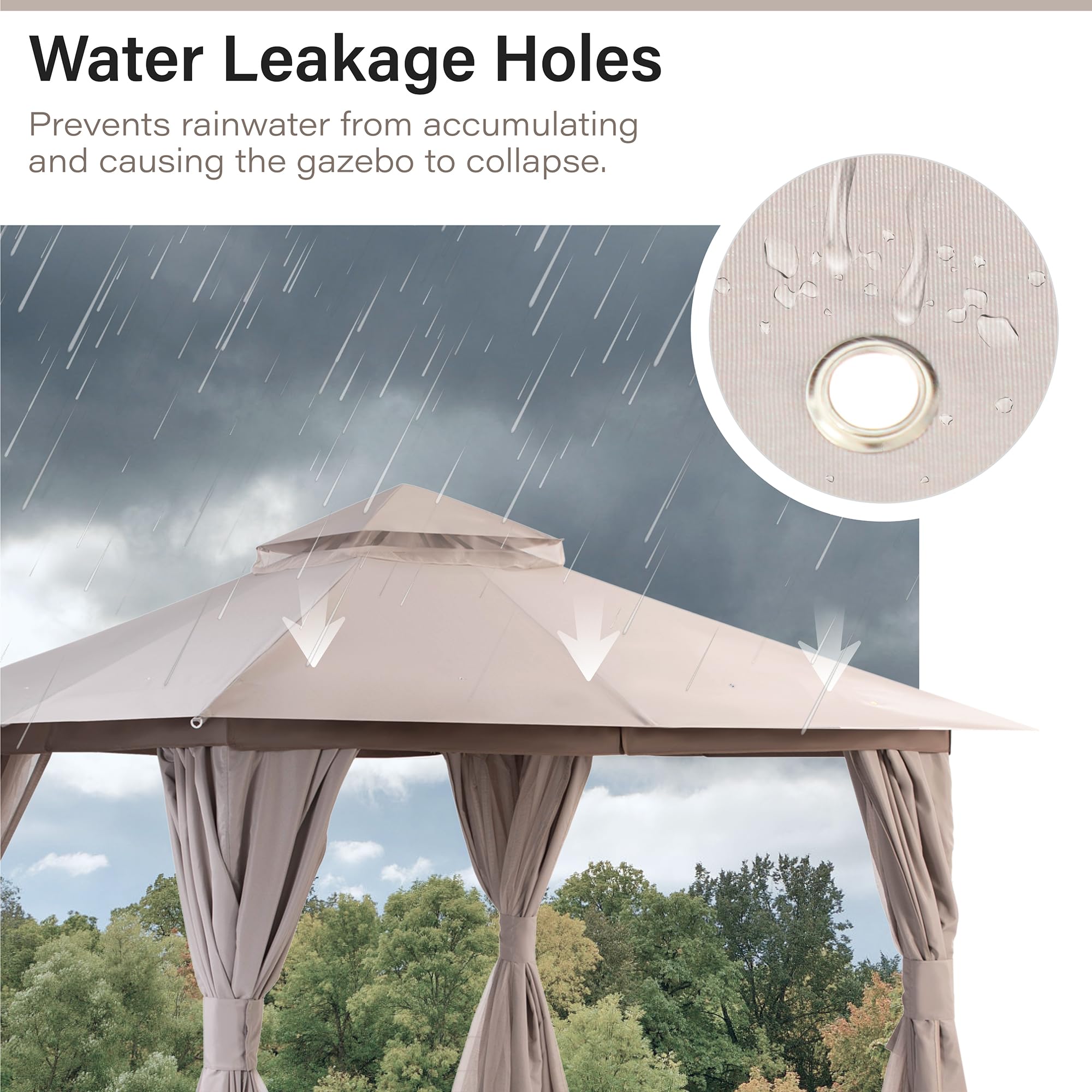 LAUSAINT HOME Gazebo Replacement Canopy Top 8&