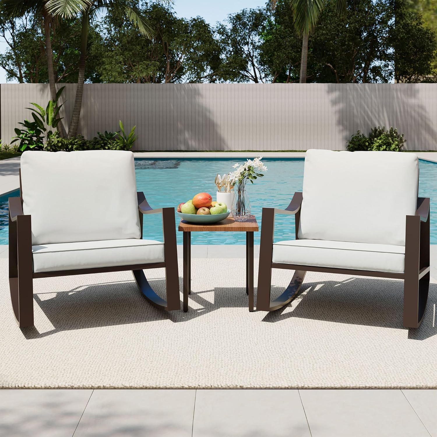 LAUSAINT HOME Outdoor Rocking Bistro Set, 3 Piece Patio Conversation Set