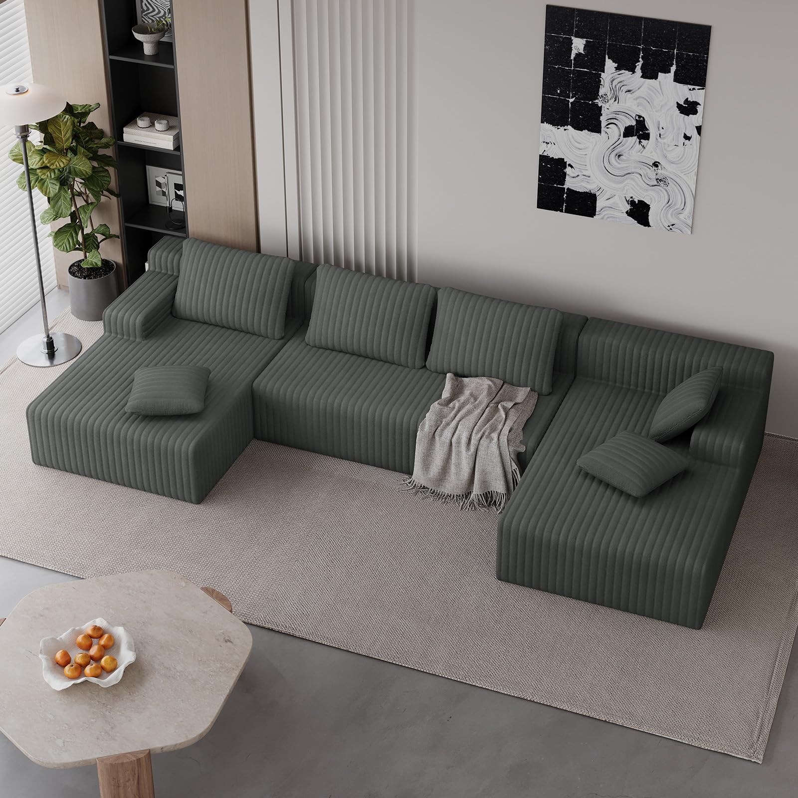 LAUSAINT HOME 96" Modular Sectional Sofa Couches, L-Shaped Boneless Cloud Sofa with 3 Deep Seat