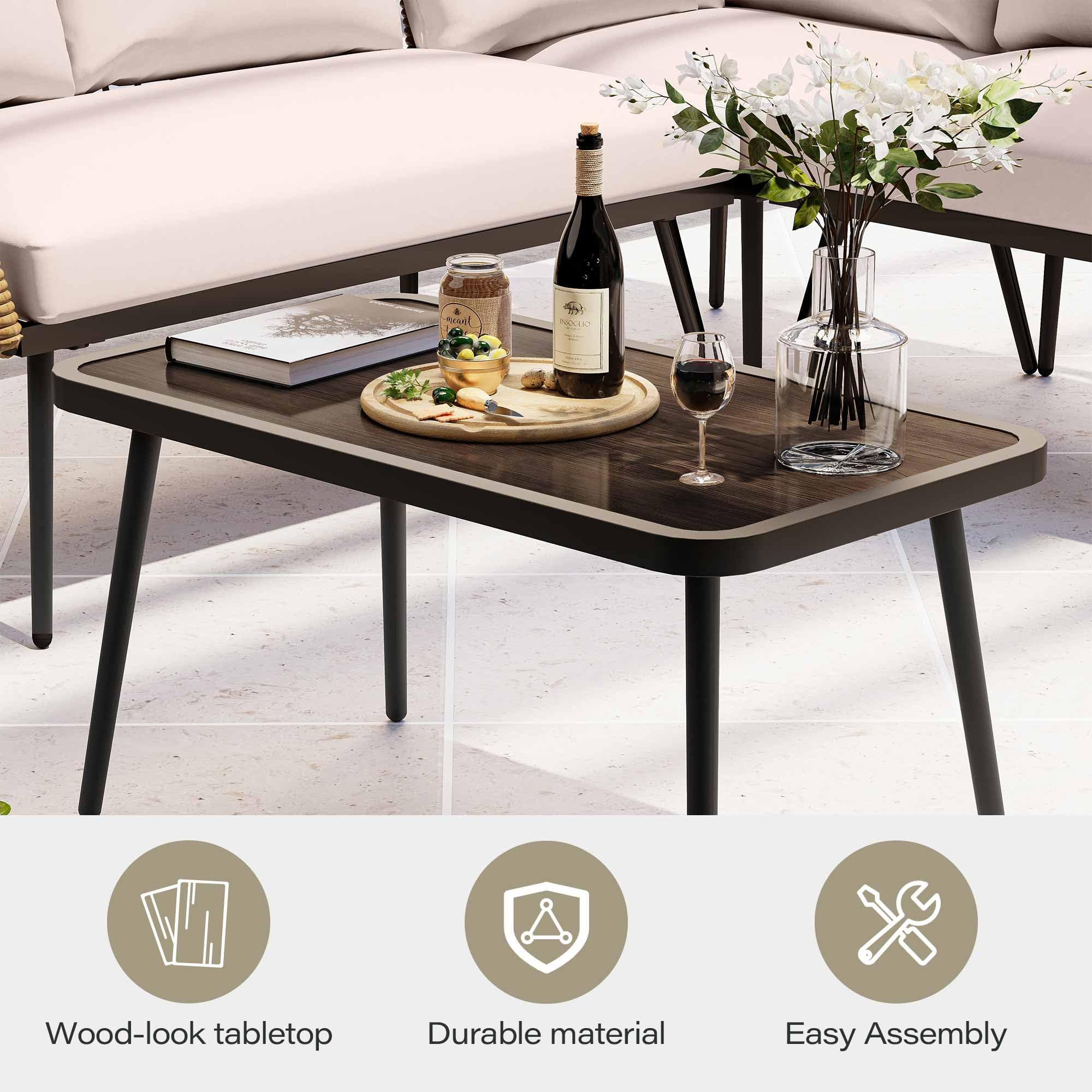 LAUSAINT HOME L-Shaped Outdoor Furniture Set, Wicker Rattan Patio Sectional