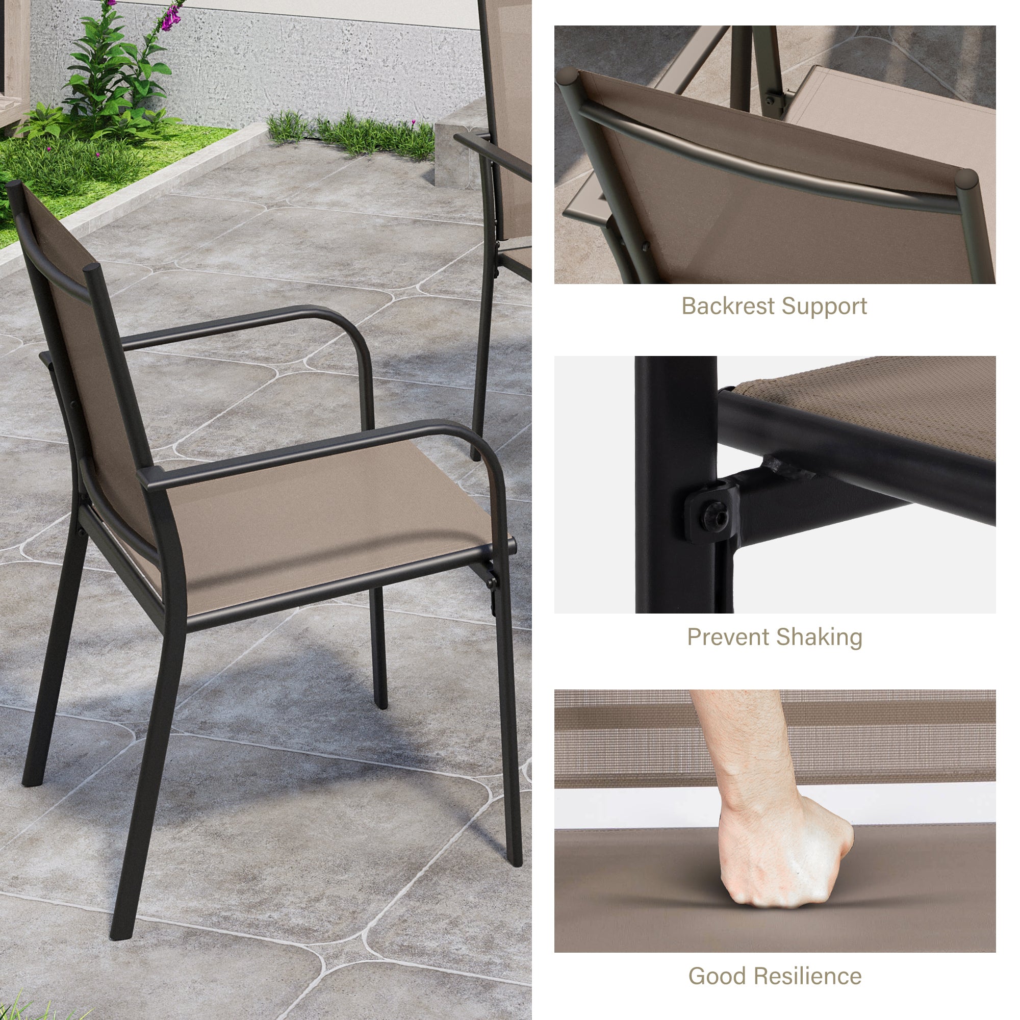 LAUSAINT HOME 5 Pieces Patio Dining Set Patio Table and Chairs with Umbrella Hole for Backyard Garden