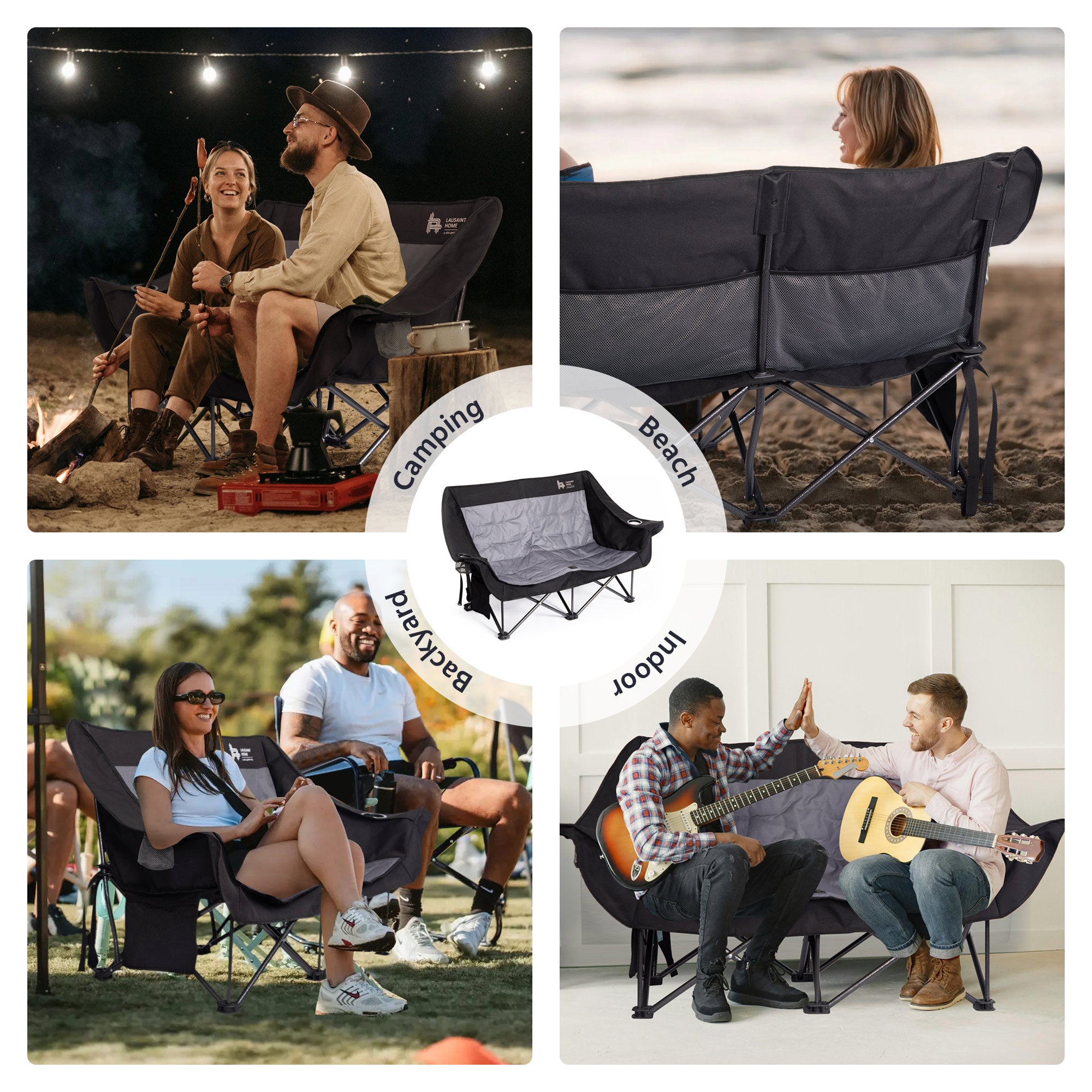 LAUSAINT HOME Double Camping Chair, Oversized Camping Loveseat