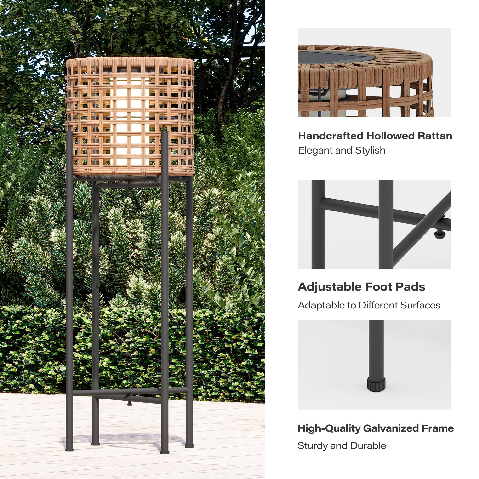 LAUSAINT HOME Solar Powered Outdoor Floor Lamp with Auto On/Off LED Light