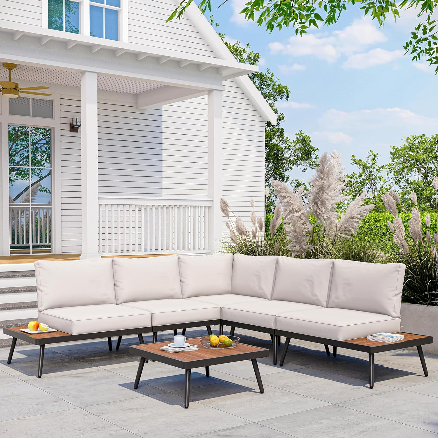 LAUSAINT HOME 6 Pieces Outdoor Sectional Patio Furniture Set with Coffee Top Table