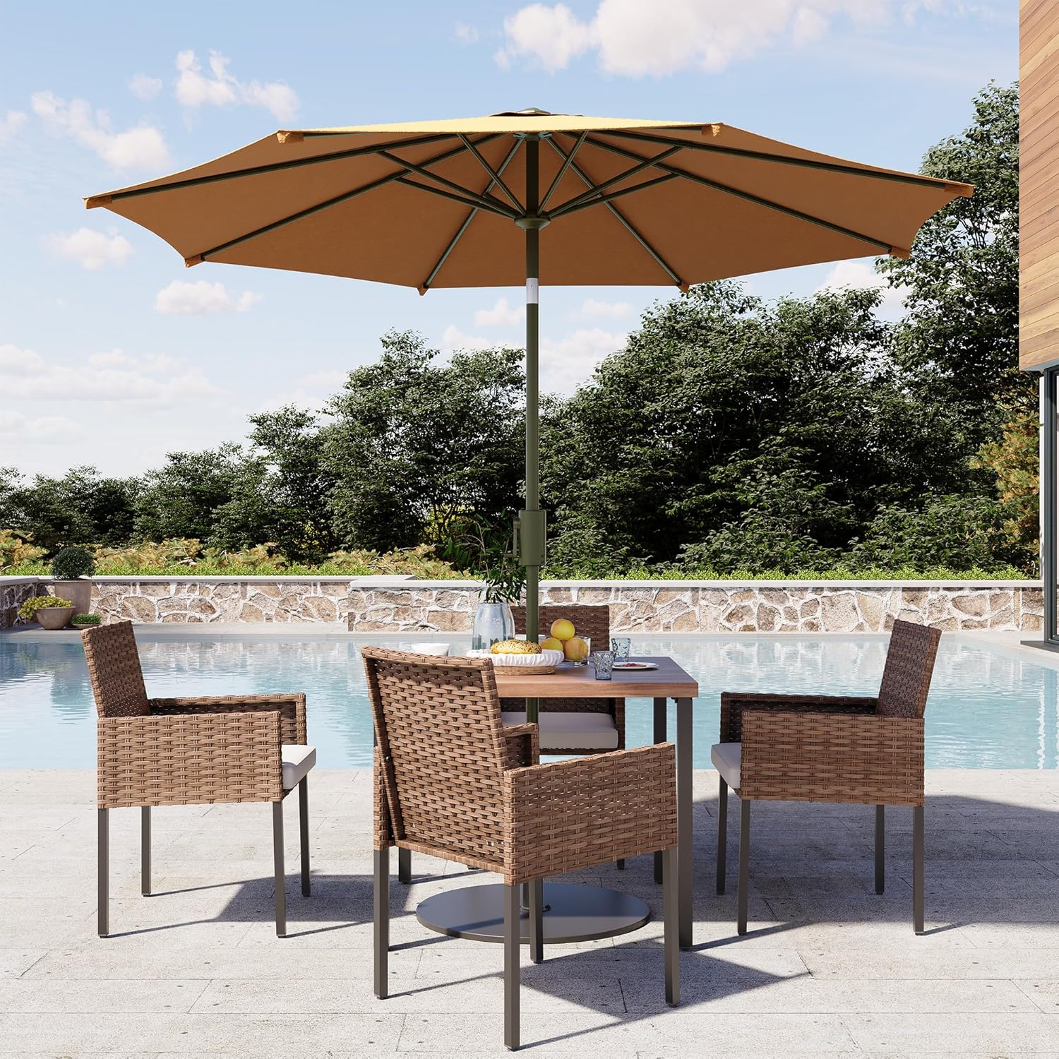 LAUSAINT HOME 6 Pieces Outdoor Dining Set with Umbrella