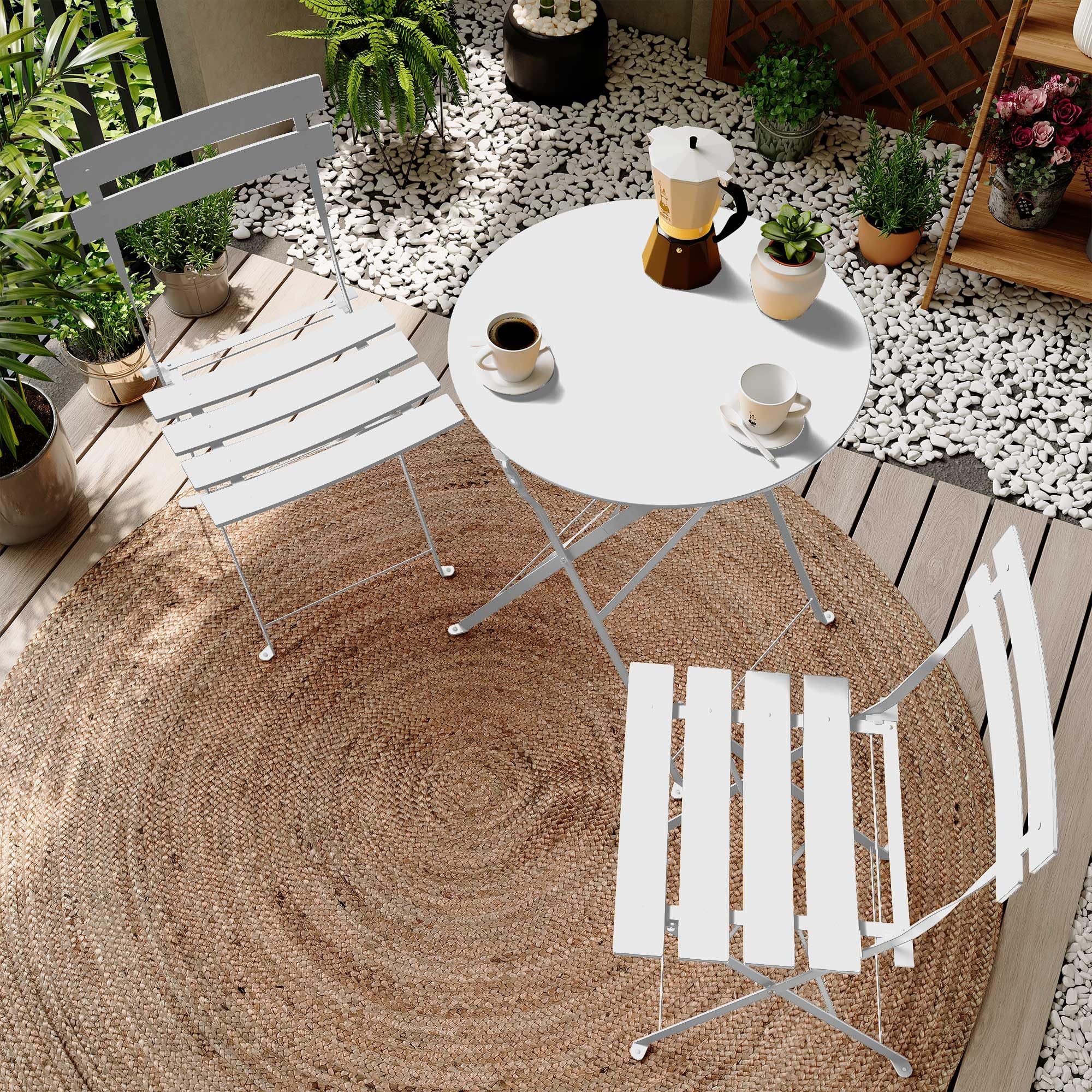 LAUSAINT HOME 3-Piece Steel Folding Bistro Set, Premium Weather-Resistant Patio Table & Chairs