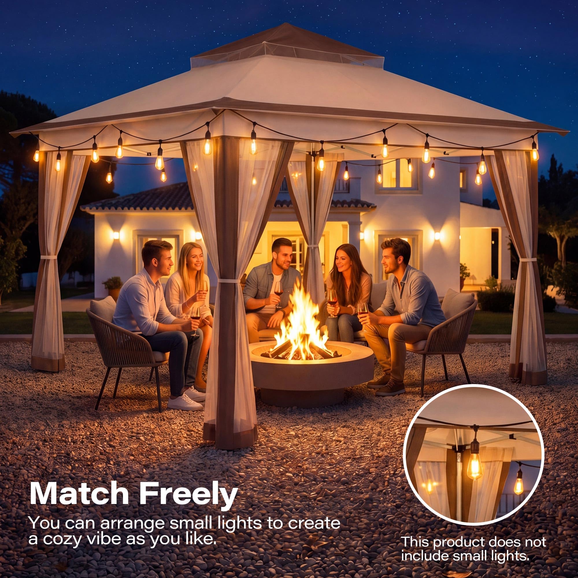 LAUSAINT HOME Pop Up Gazebo Canopy Tent with Mosquito Netting