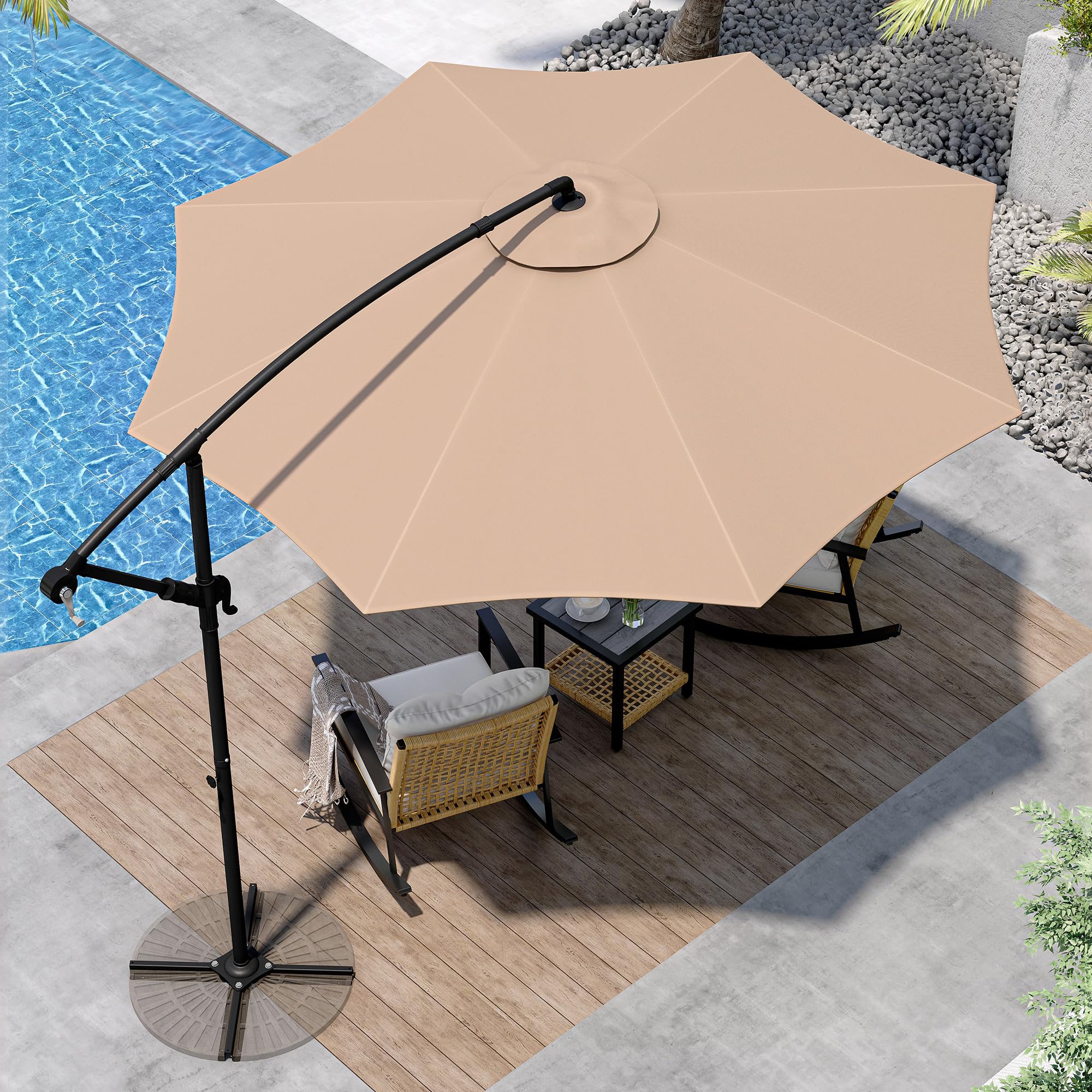 LAUSAINT HOME 10ft Offset Patio Umbrella, Cantilever Hanging Market Umbrella