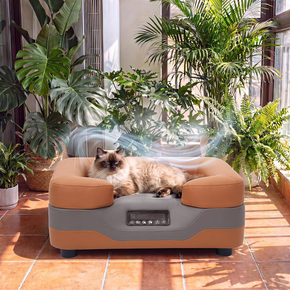 LAUSAINT HOME Heated & Cooling Cat Bed with App Control, Temperature Control Dog Bed with Wear Resistant PU Leather