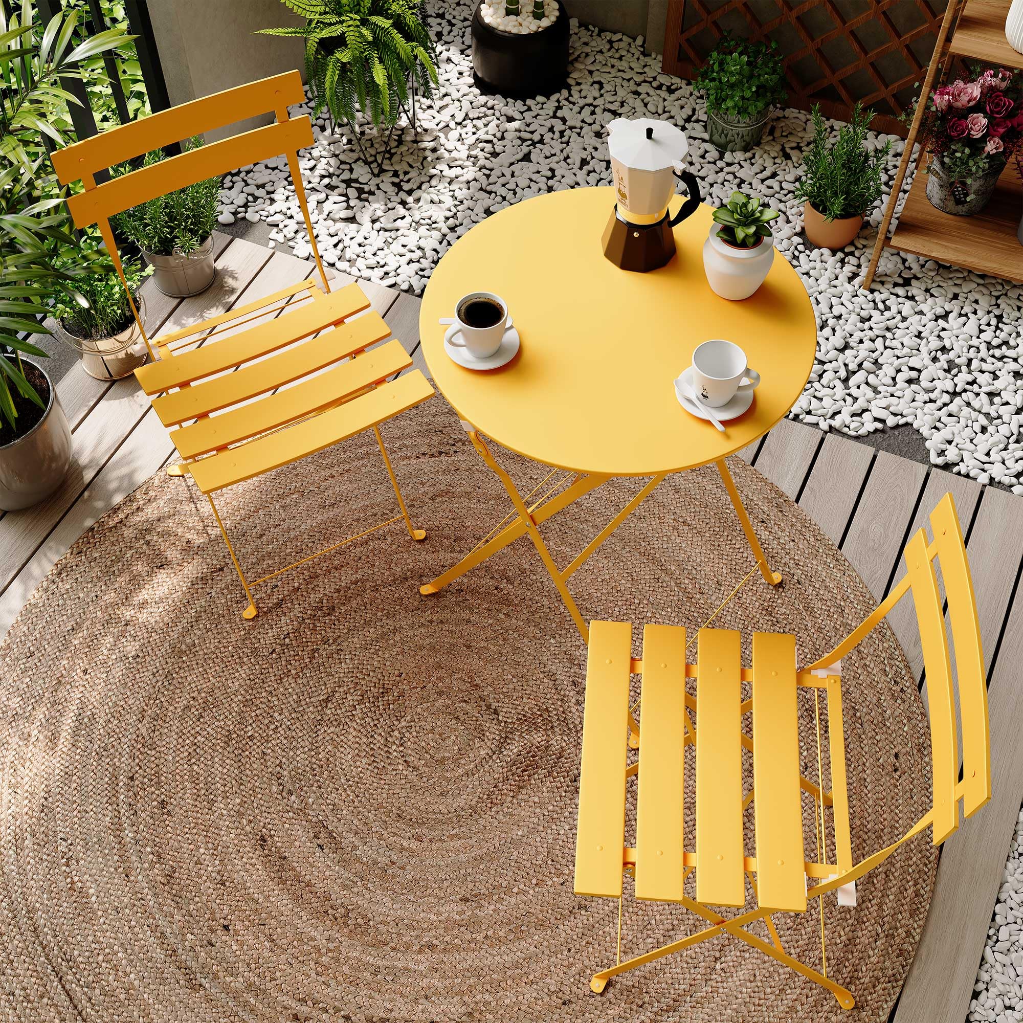 LAUSAINT HOME 3-Piece Steel Folding Bistro Set, Premium Weather-Resistant Patio Table & 2 Chairs