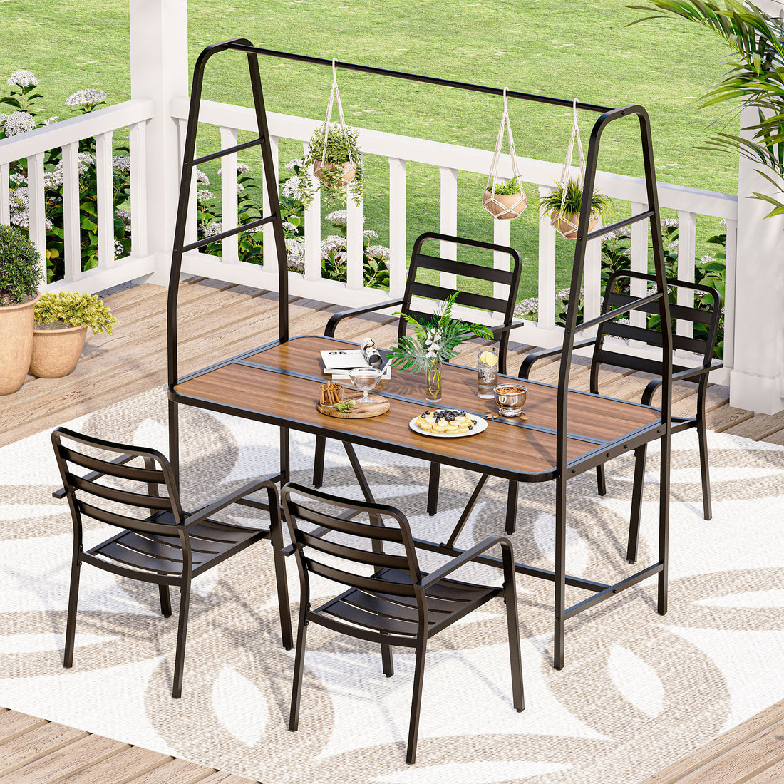 LAUSAINT HOME Christmas A-Frame Outdoor Dining Table Set for 4 with 4 Hooks