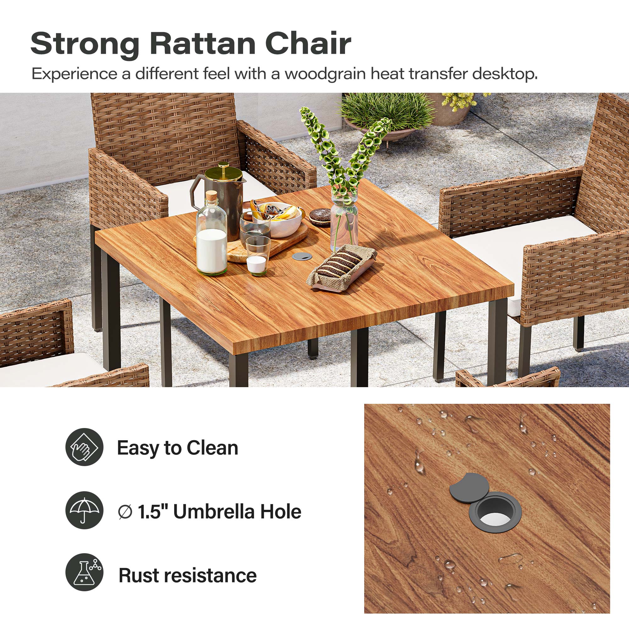 5 Pieces Wicker Dining Set