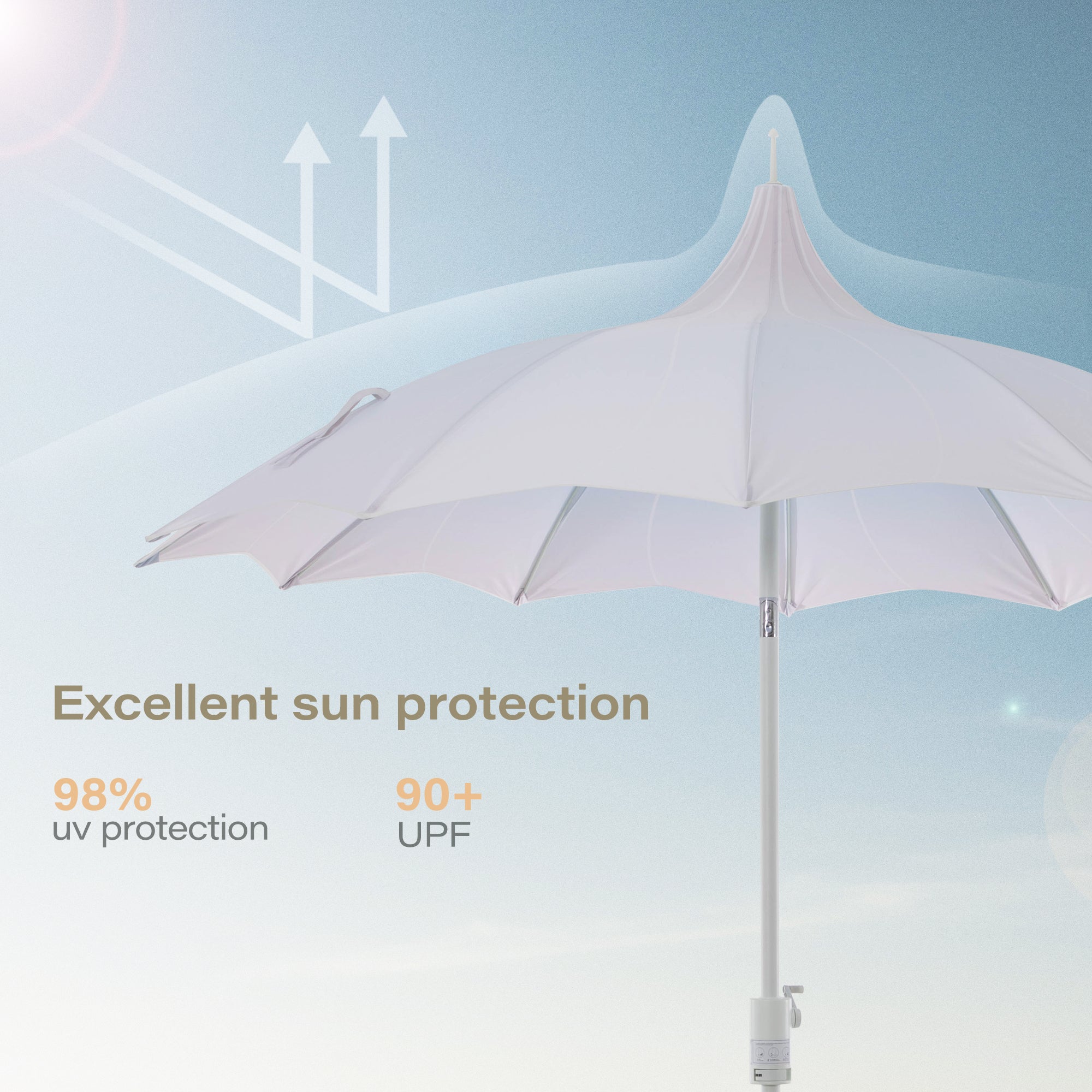 LAUSAINT HOME 9Ft Pergoda Patio Umbrella, Petal Design Canopy, 360° Rotation, Push-Button Tilt Pagoda Umbrella for Deck, Poolside Garden